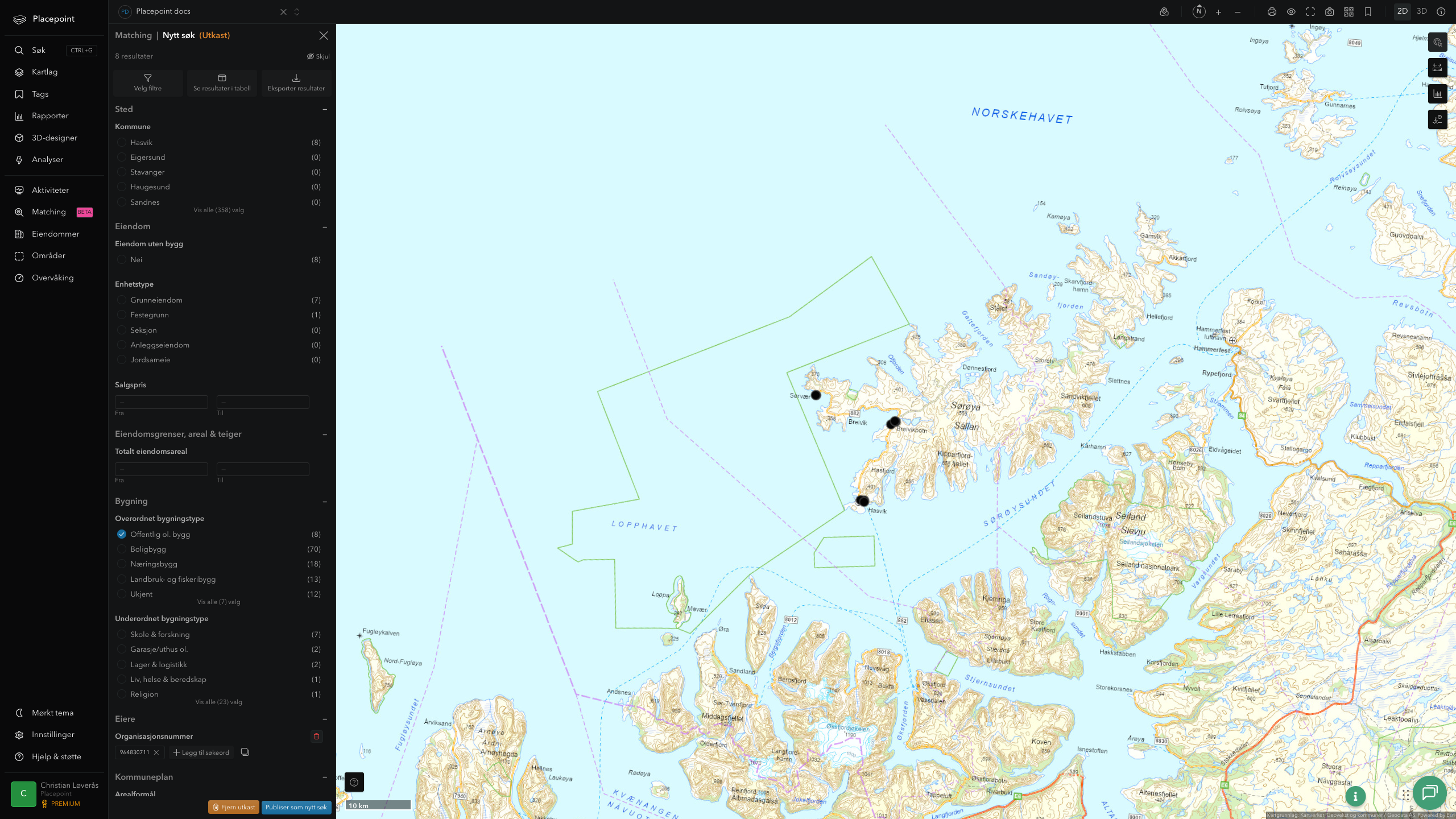 Matching-resultat for Hasvik kommune