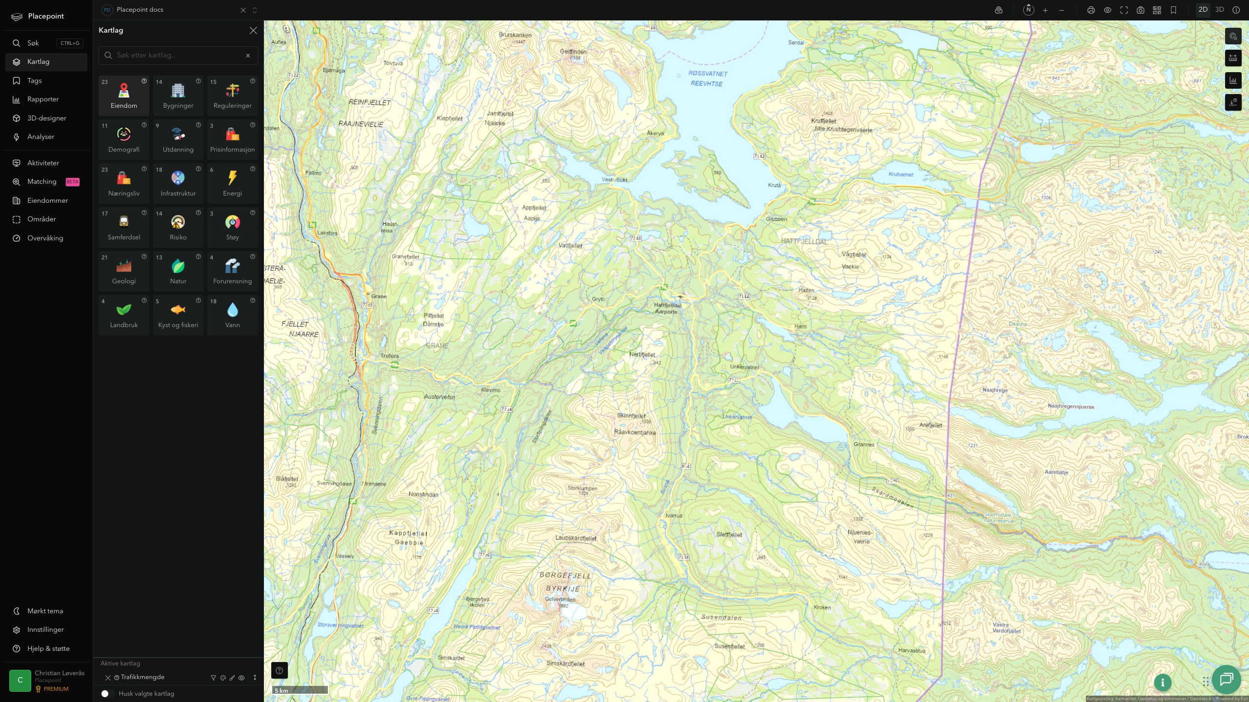Hattfjelldal - trafikkmengde (ÅDT)