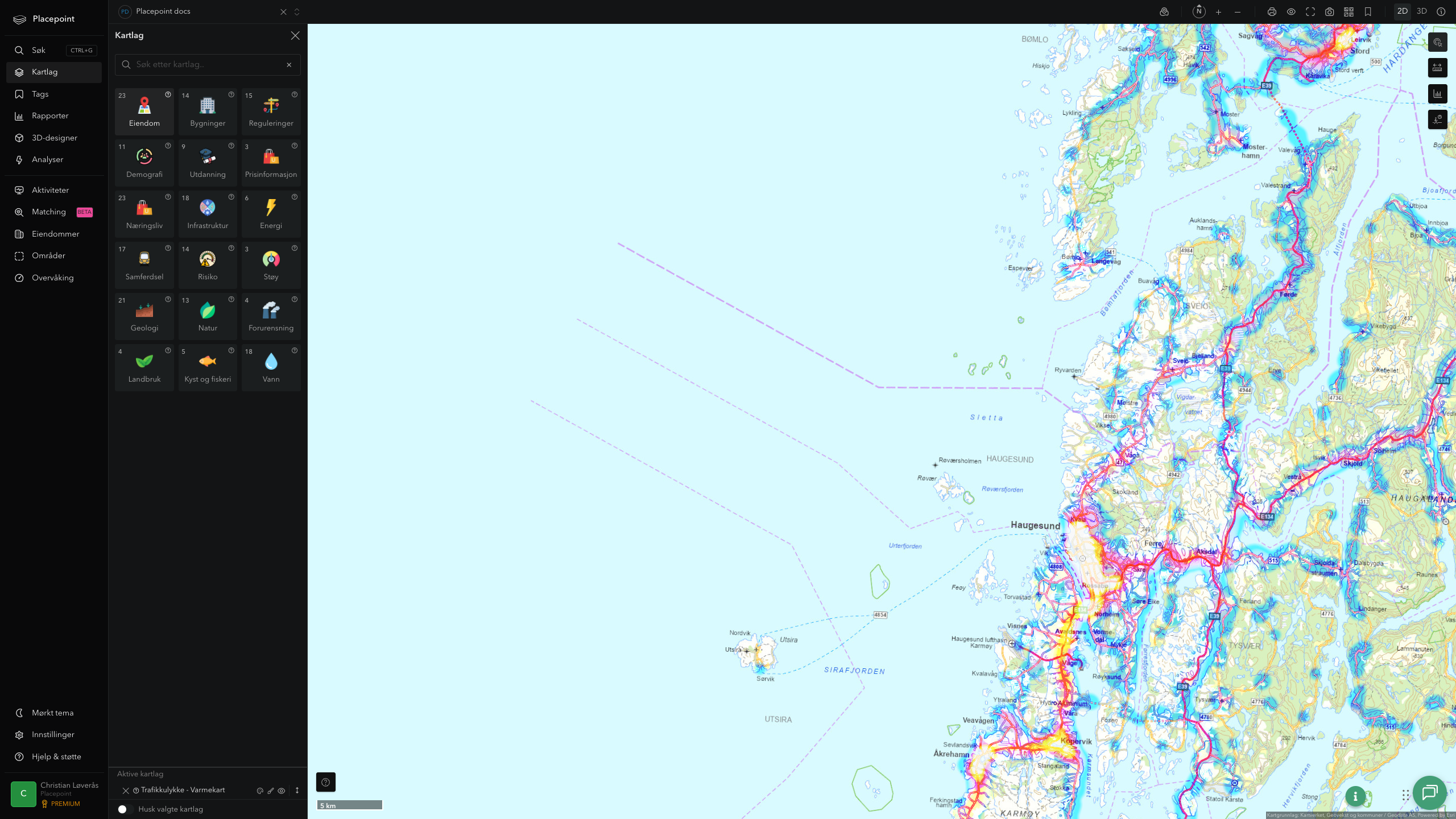 Haugesund - trafikkulykker (varmekart)