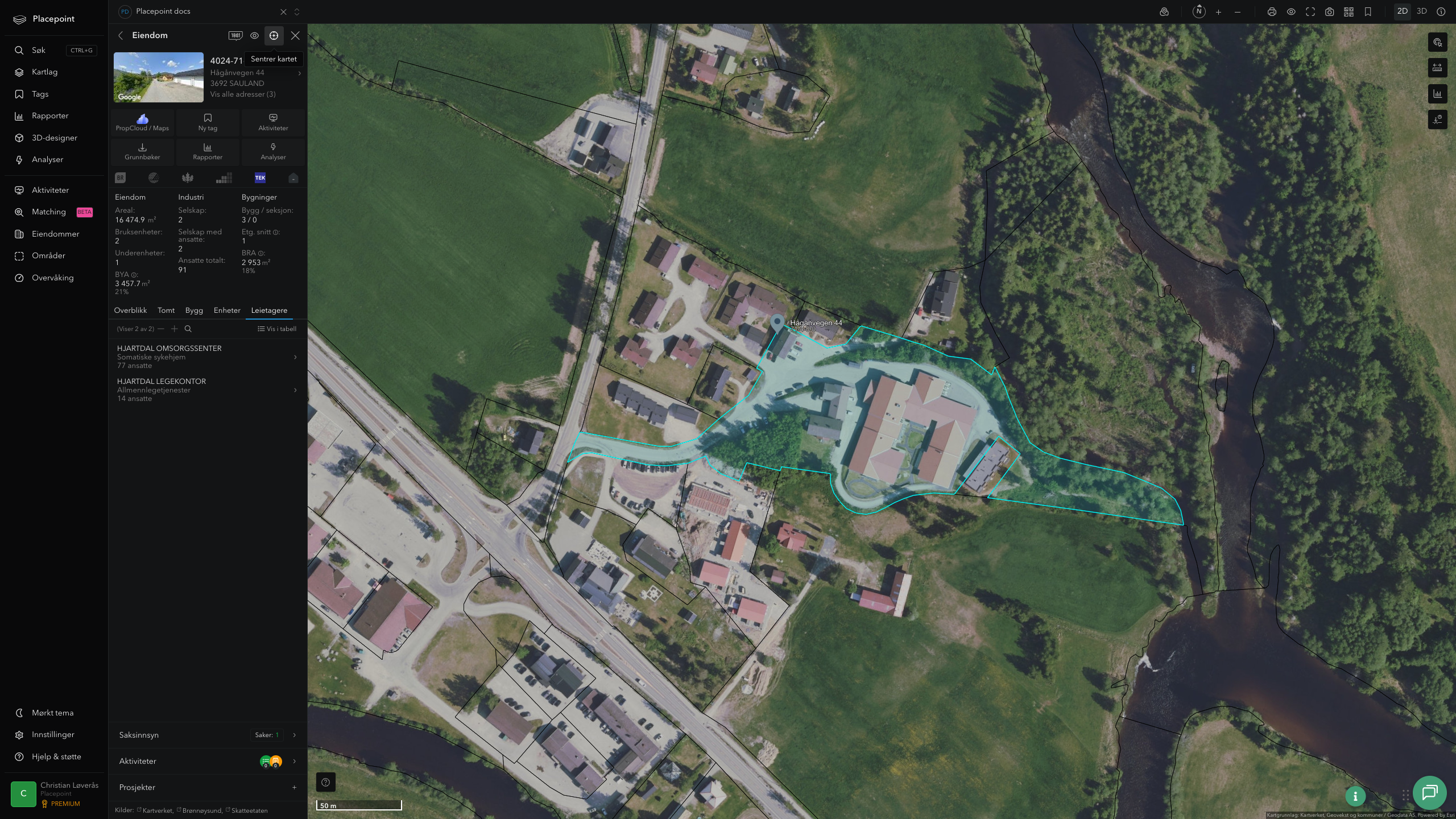 Samme eiendom med flyfoto