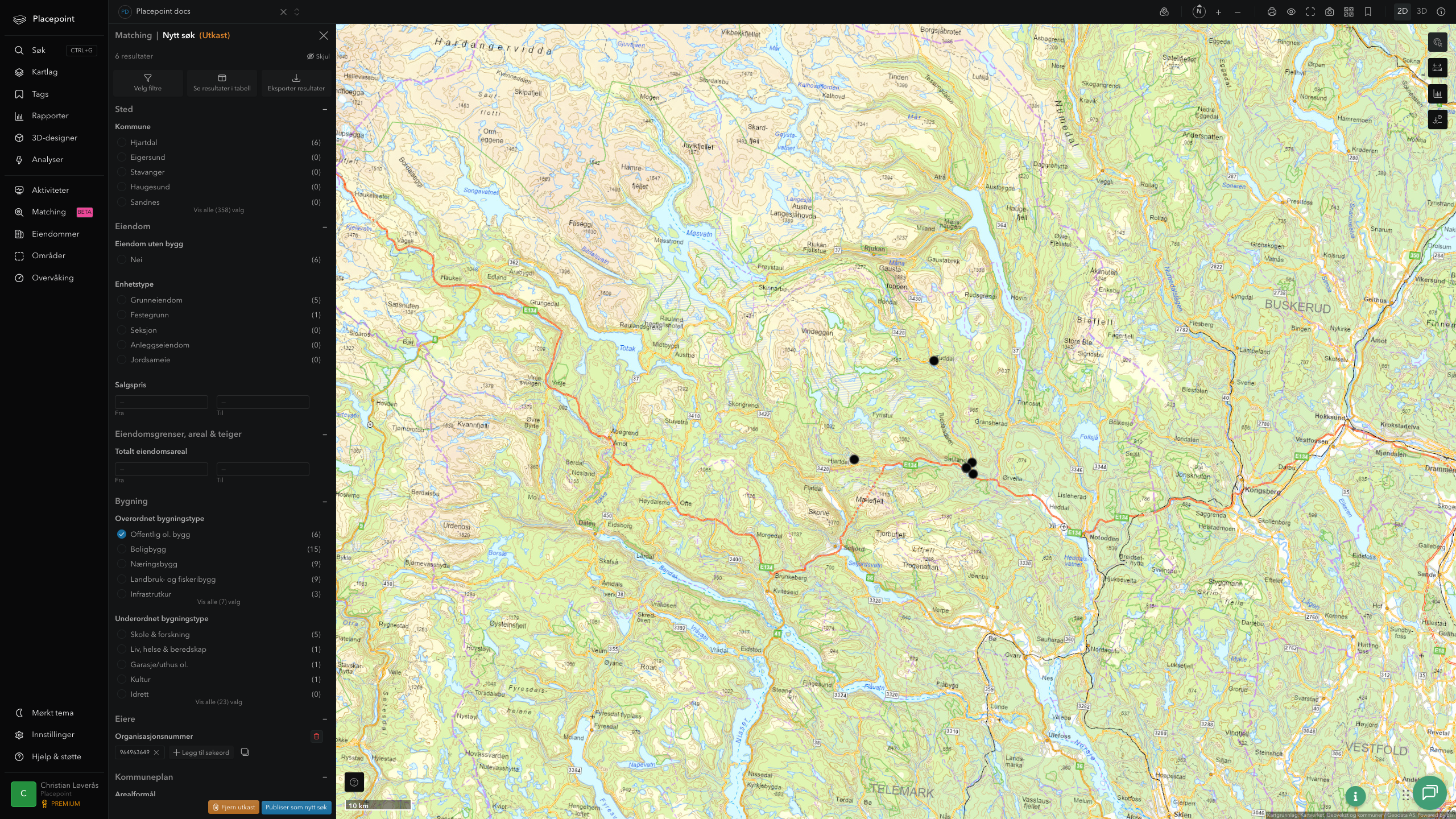 Matching-resultat for Hjartdal kommune