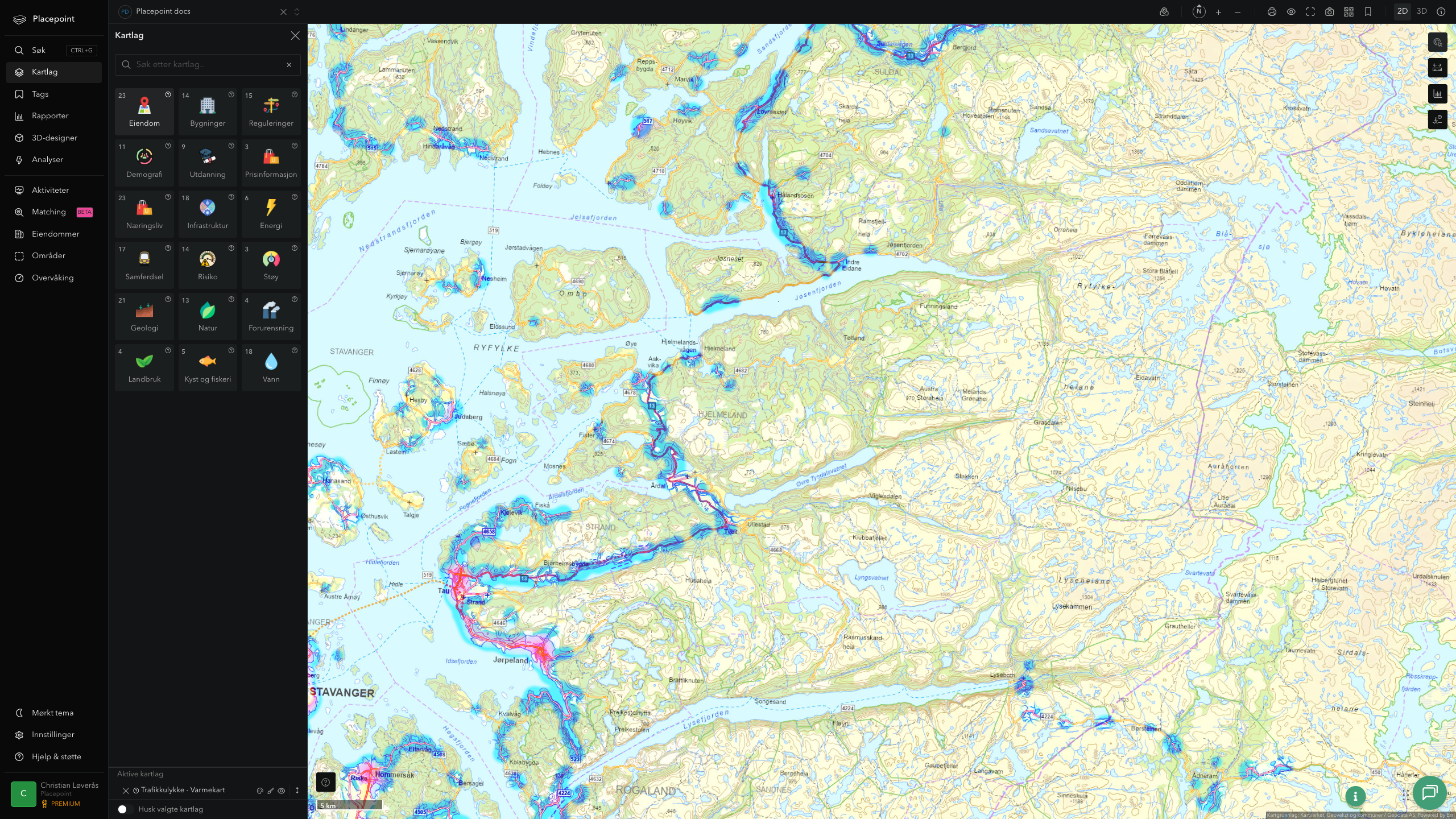 Hjelmeland - trafikkulykker (varmekart)