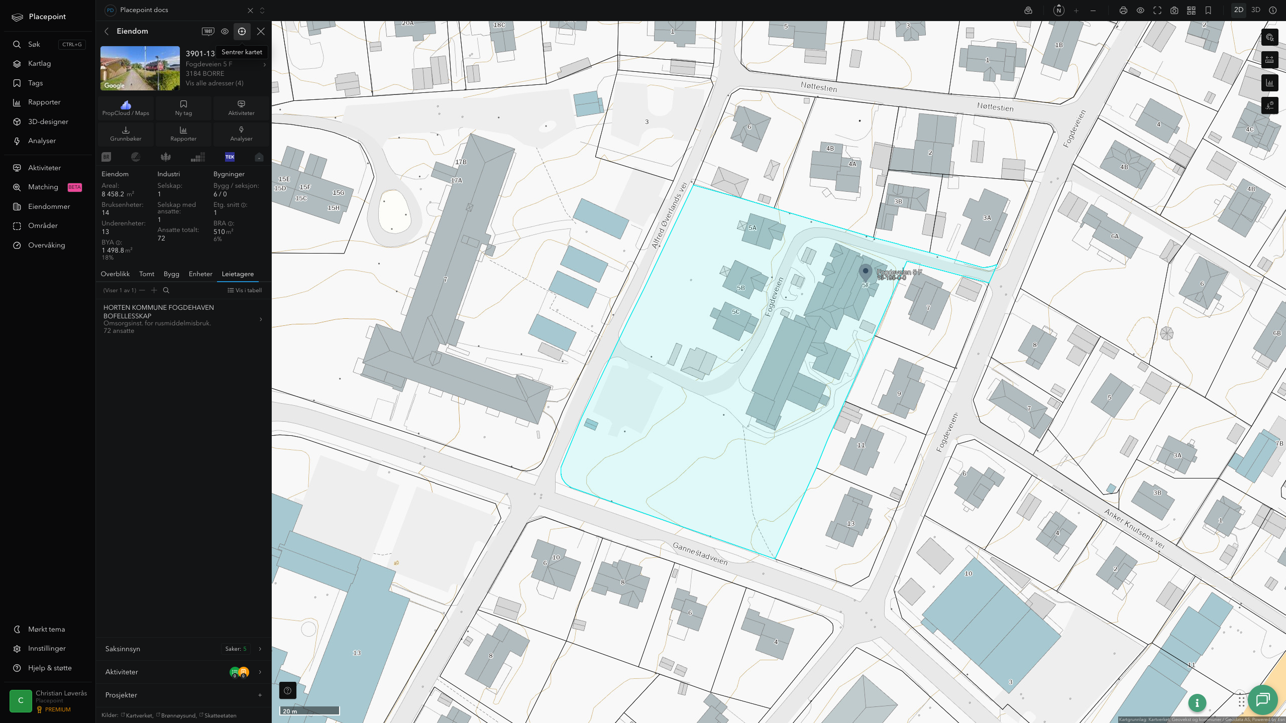 Eiendomspanel for en av Horten kommunes eiendommer