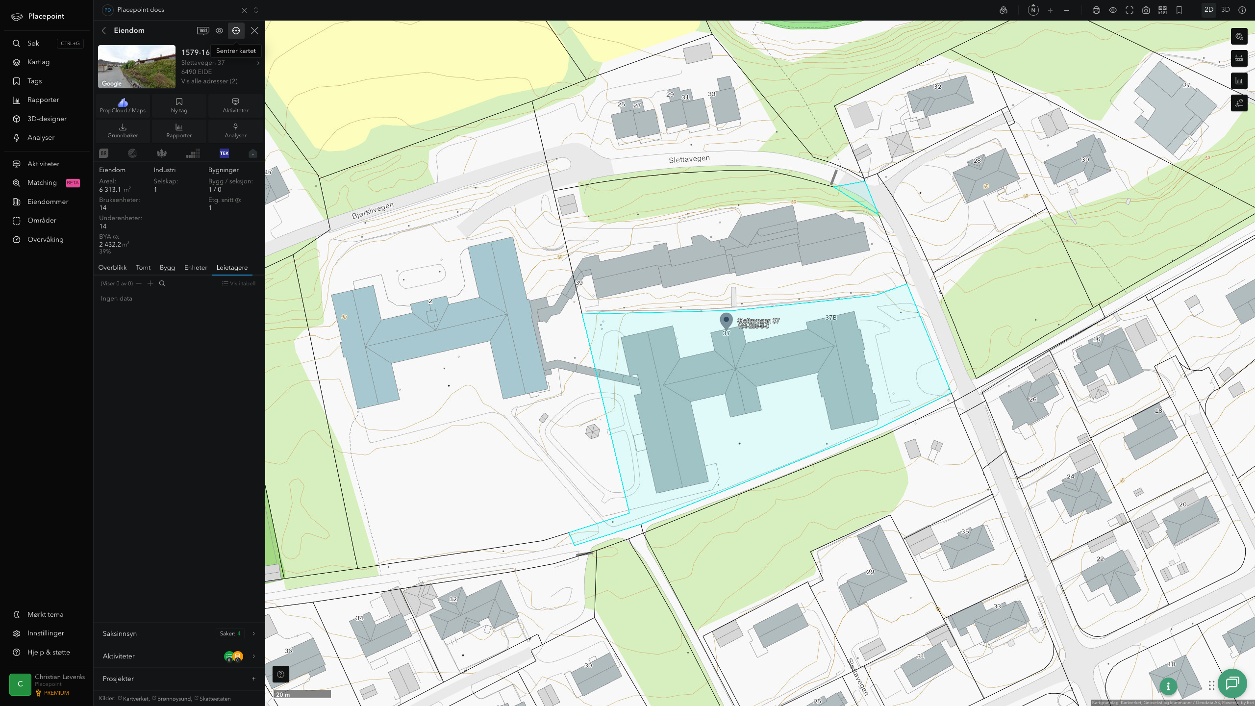 Eiendomspanel for en av Hustadvika kommunes eiendommer