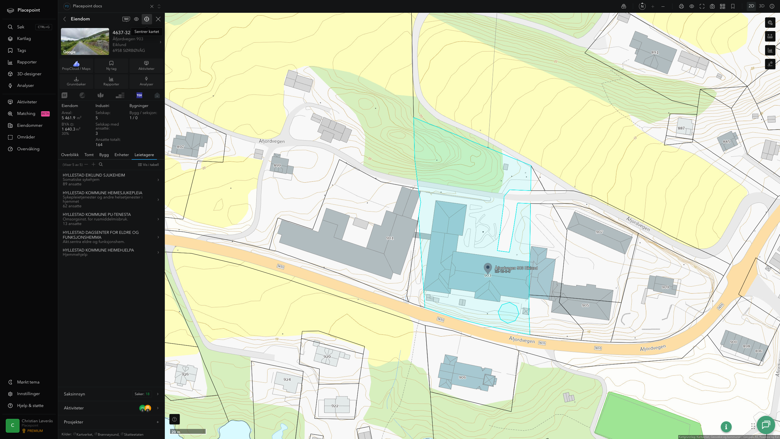 Eiendomspanel for en av Hyllestad kommunes eiendommer