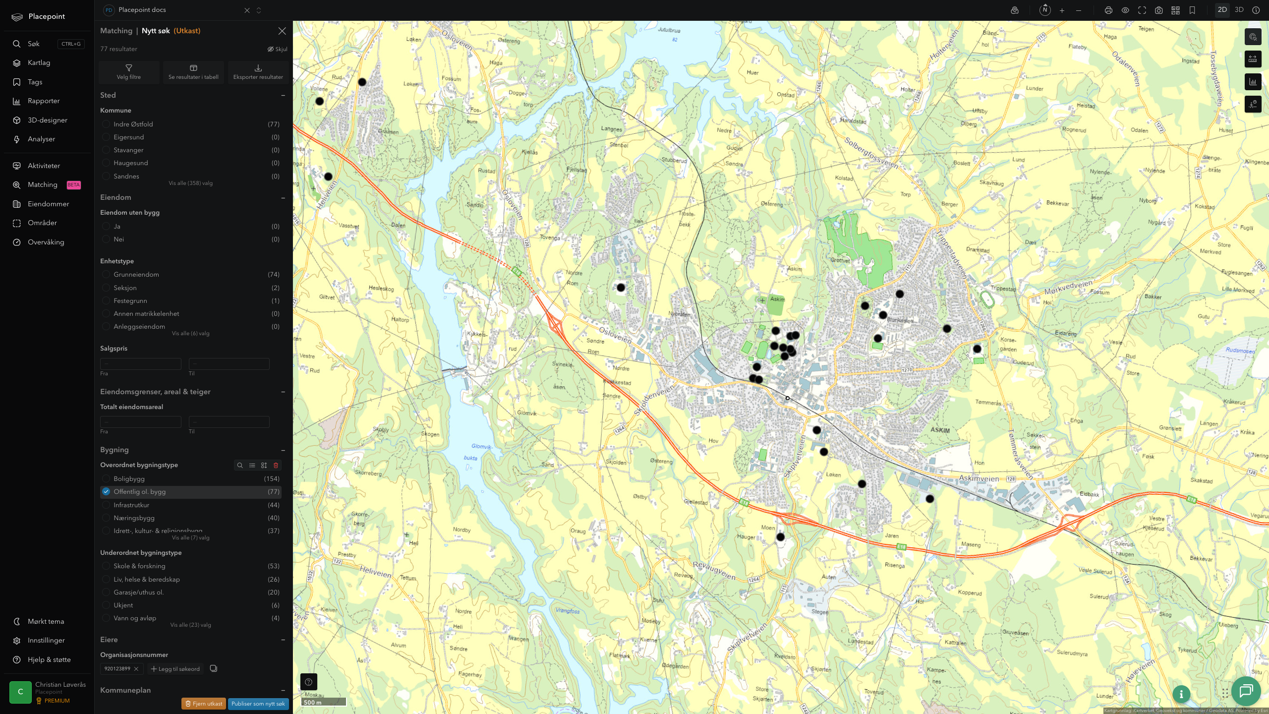 Indre Østfold - offentlige bygg, sentrumsnært