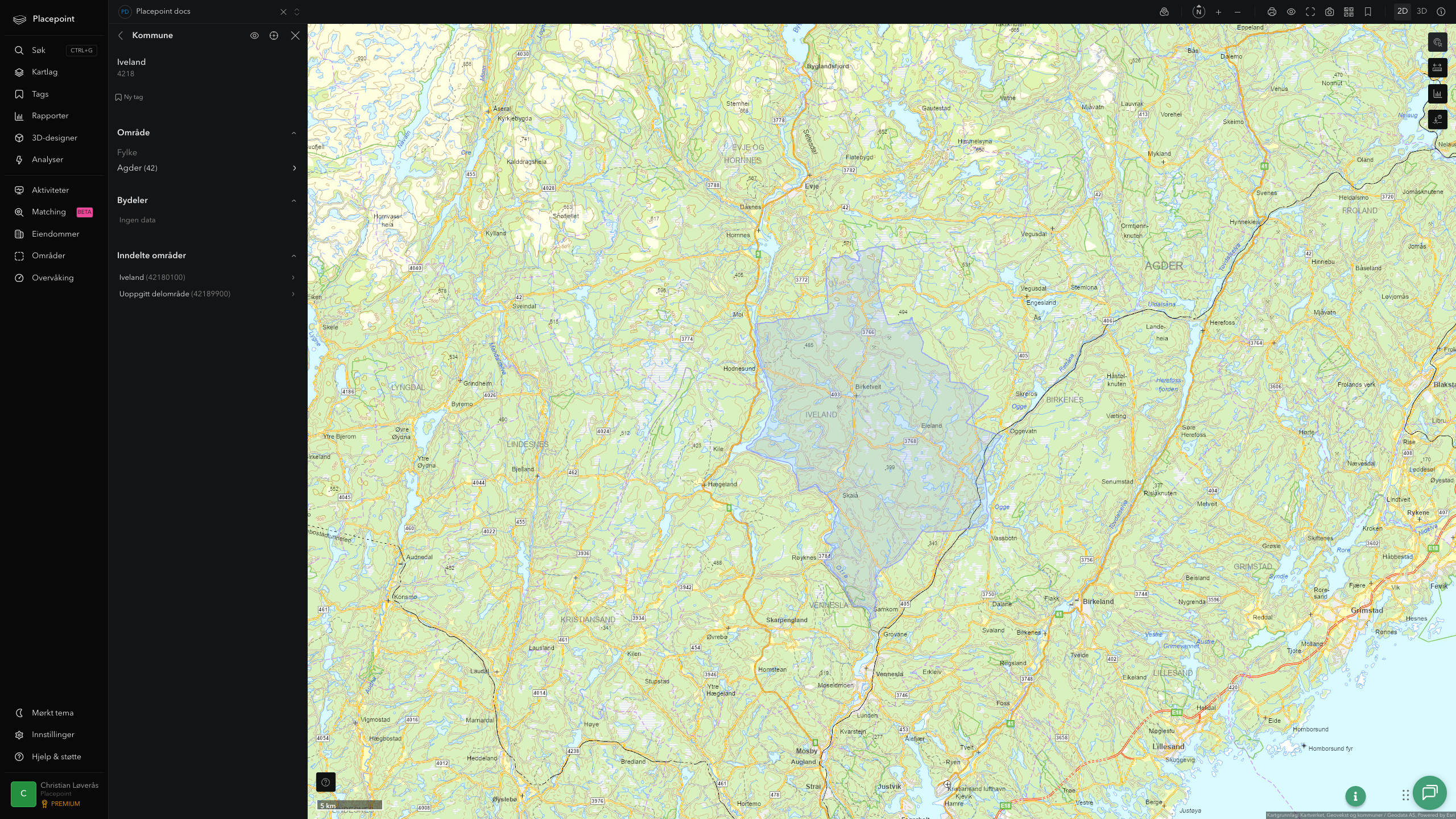 Iveland kommune i Placepoint
