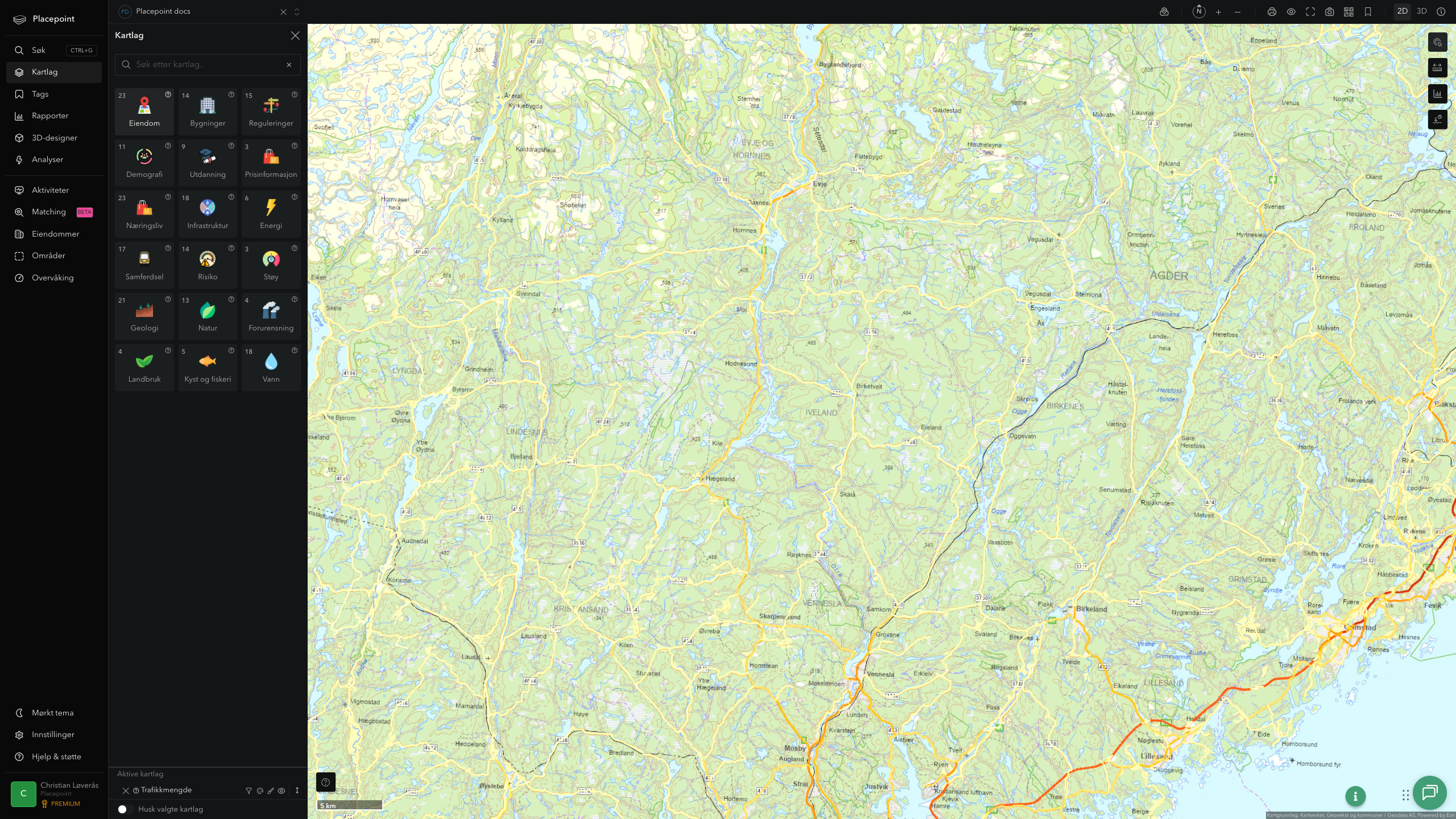 Iveland - trafikkmengde (ÅDT)