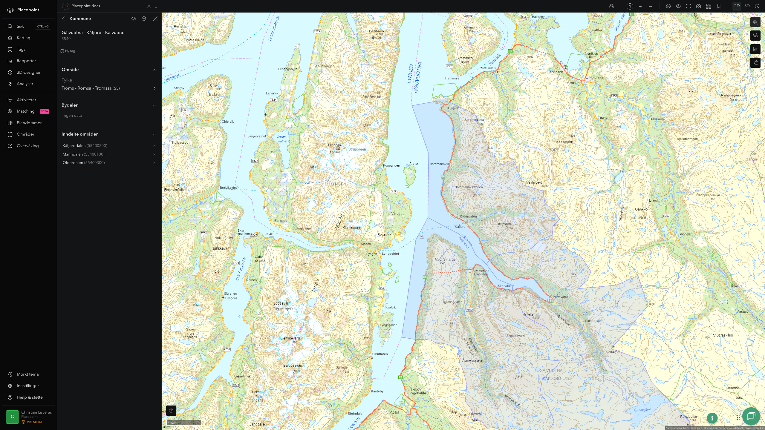 Kåfjord kommune i Placepoint