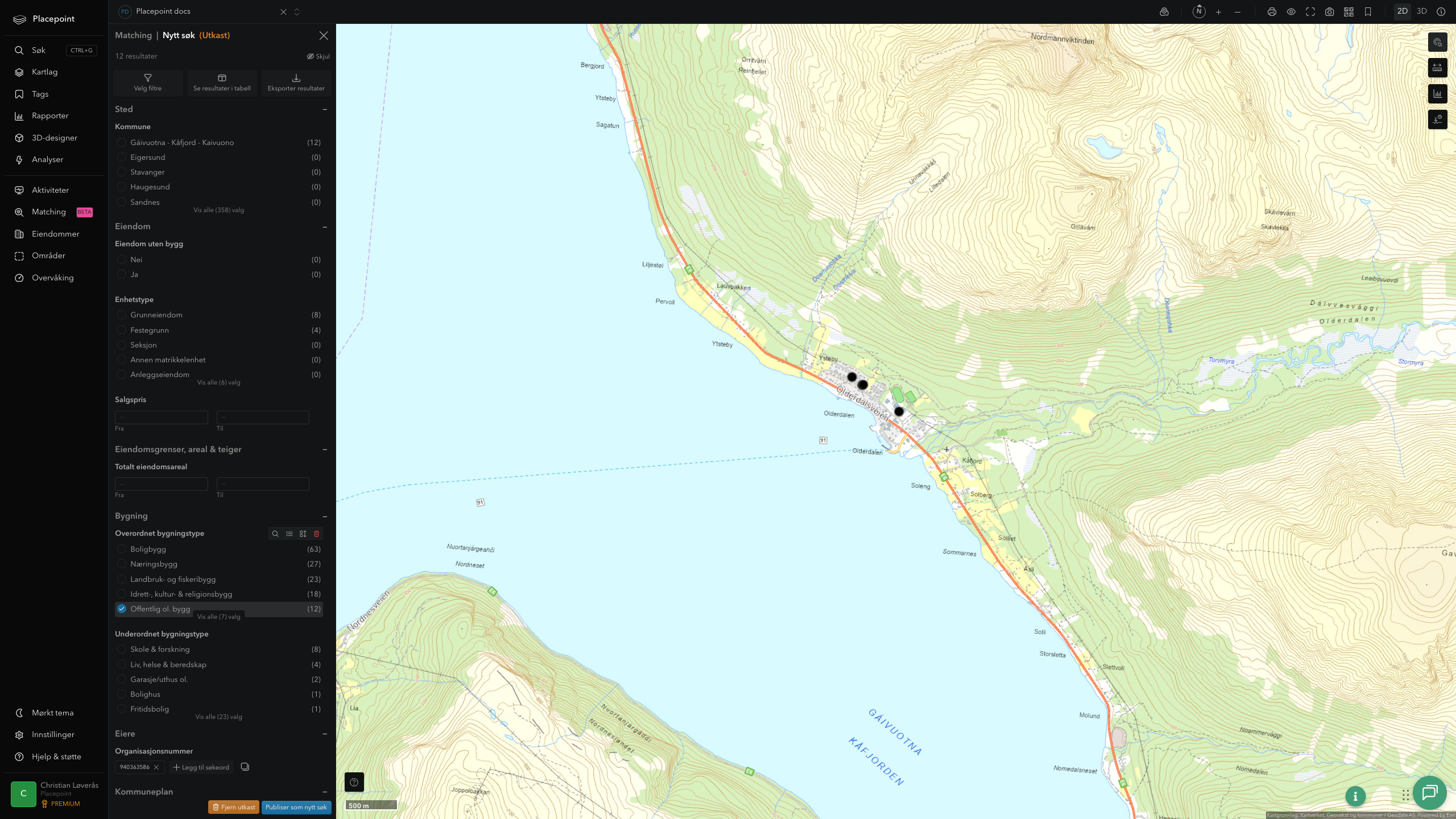 Kåfjord - offentlige bygg, sentrumsnært