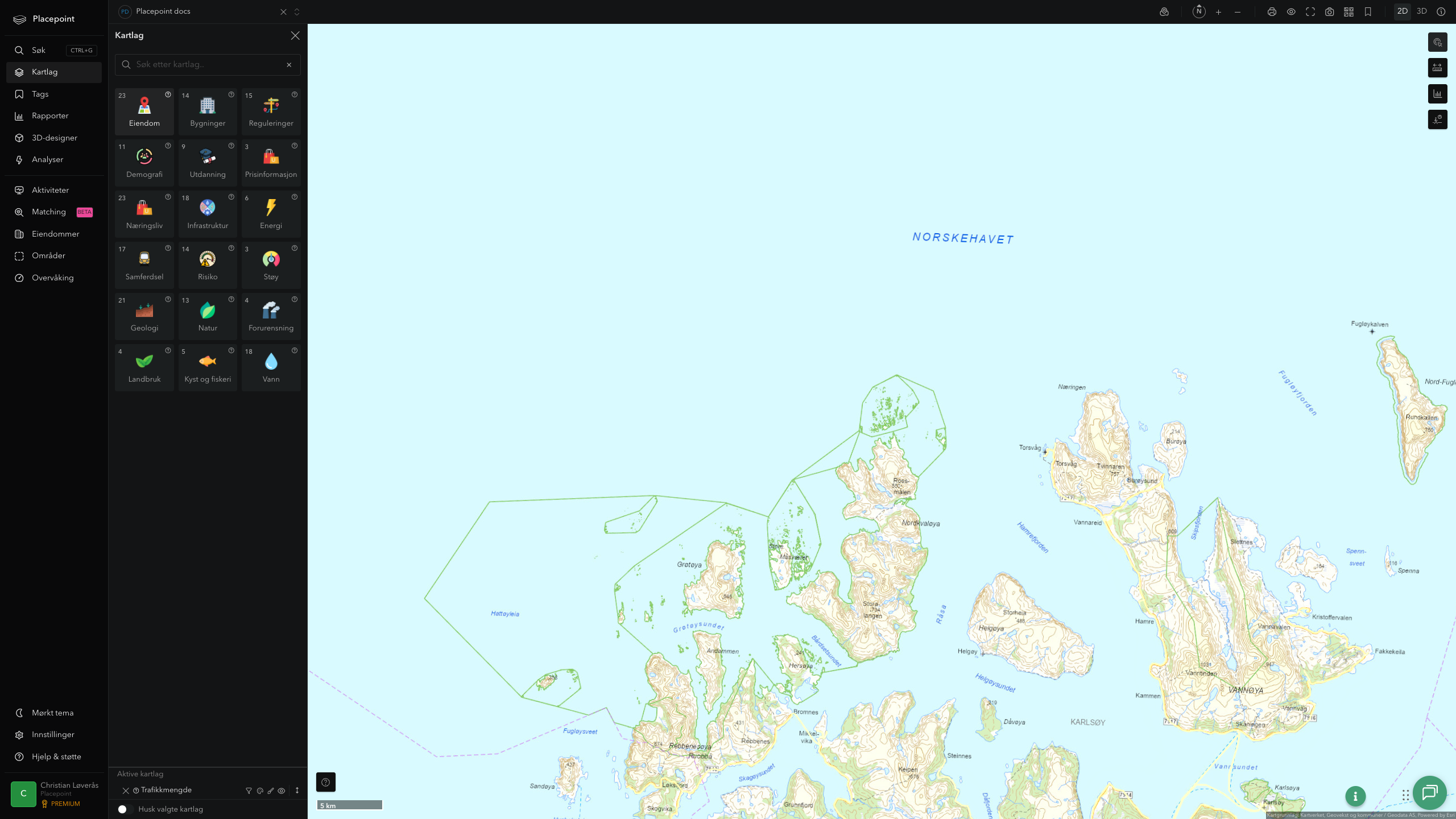 Karlsøy - trafikkmengde (ÅDT)