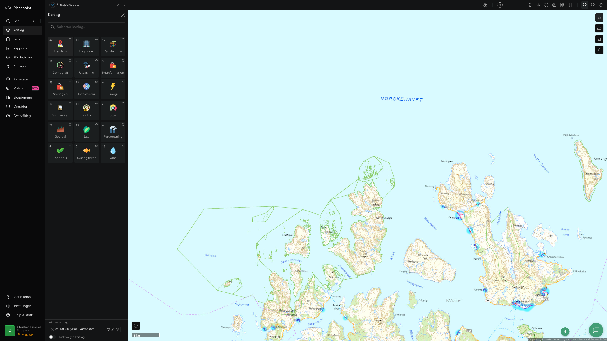 Karlsøy - trafikkulykker (varmekart)