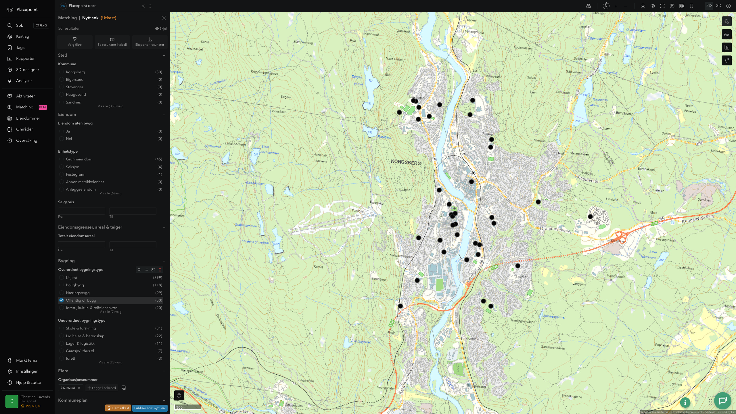 Kongsberg - offentlige bygg, sentrumsnært