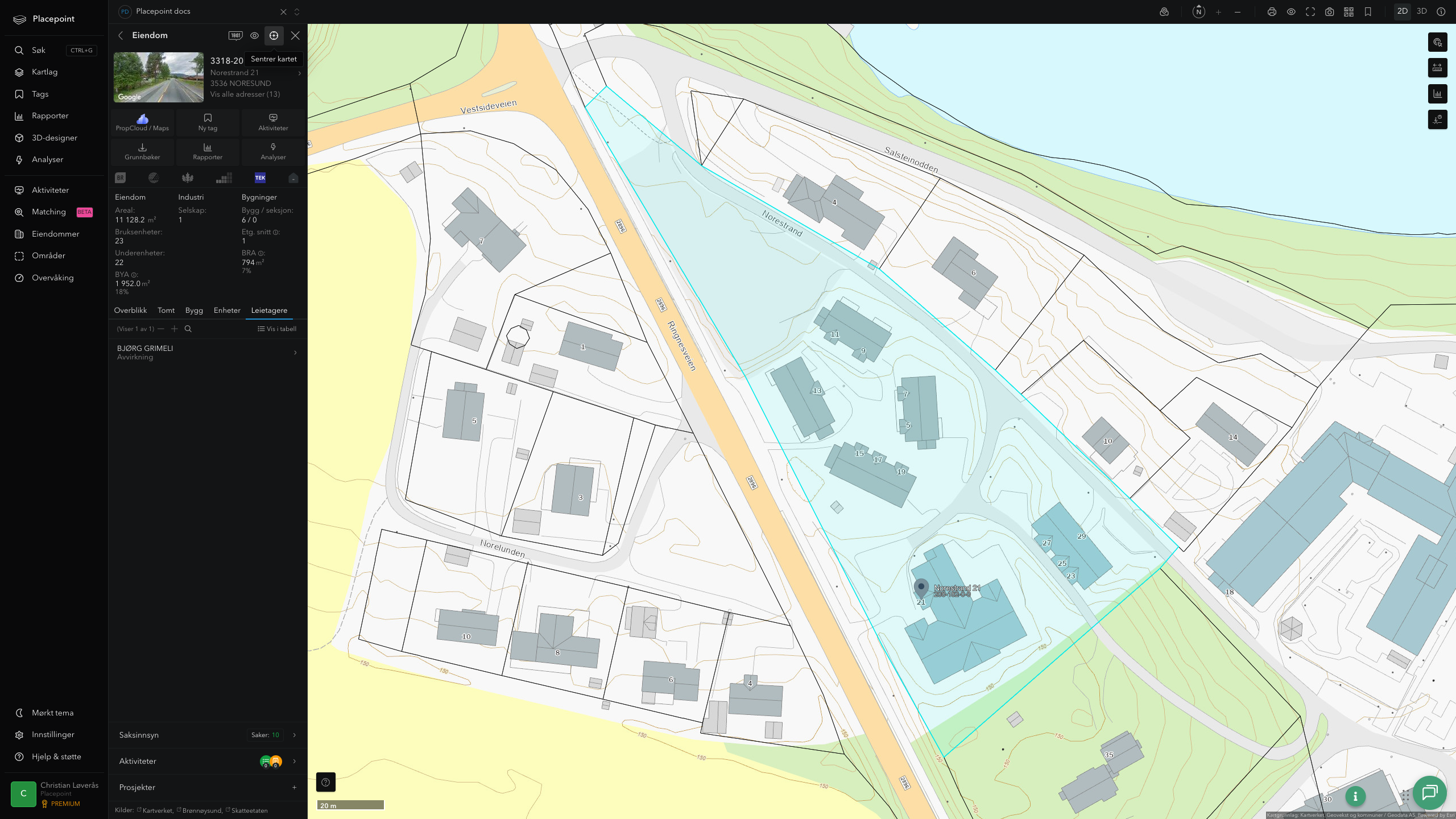 Eiendomspanel for en av Krødsherad kommunes eiendommer