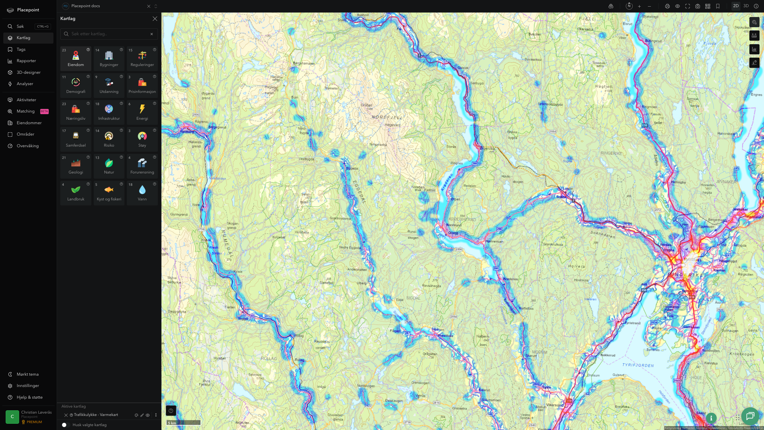 Krødsherad - trafikkulykker (varmekart)