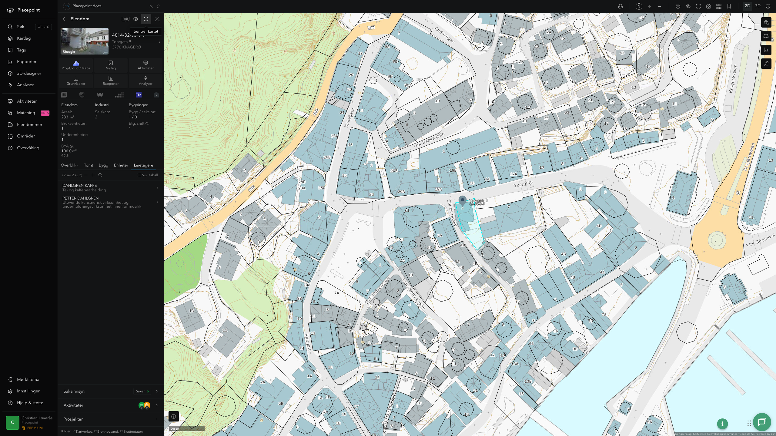 Eiendomspanel for en av Kragerø kommunes eiendommer