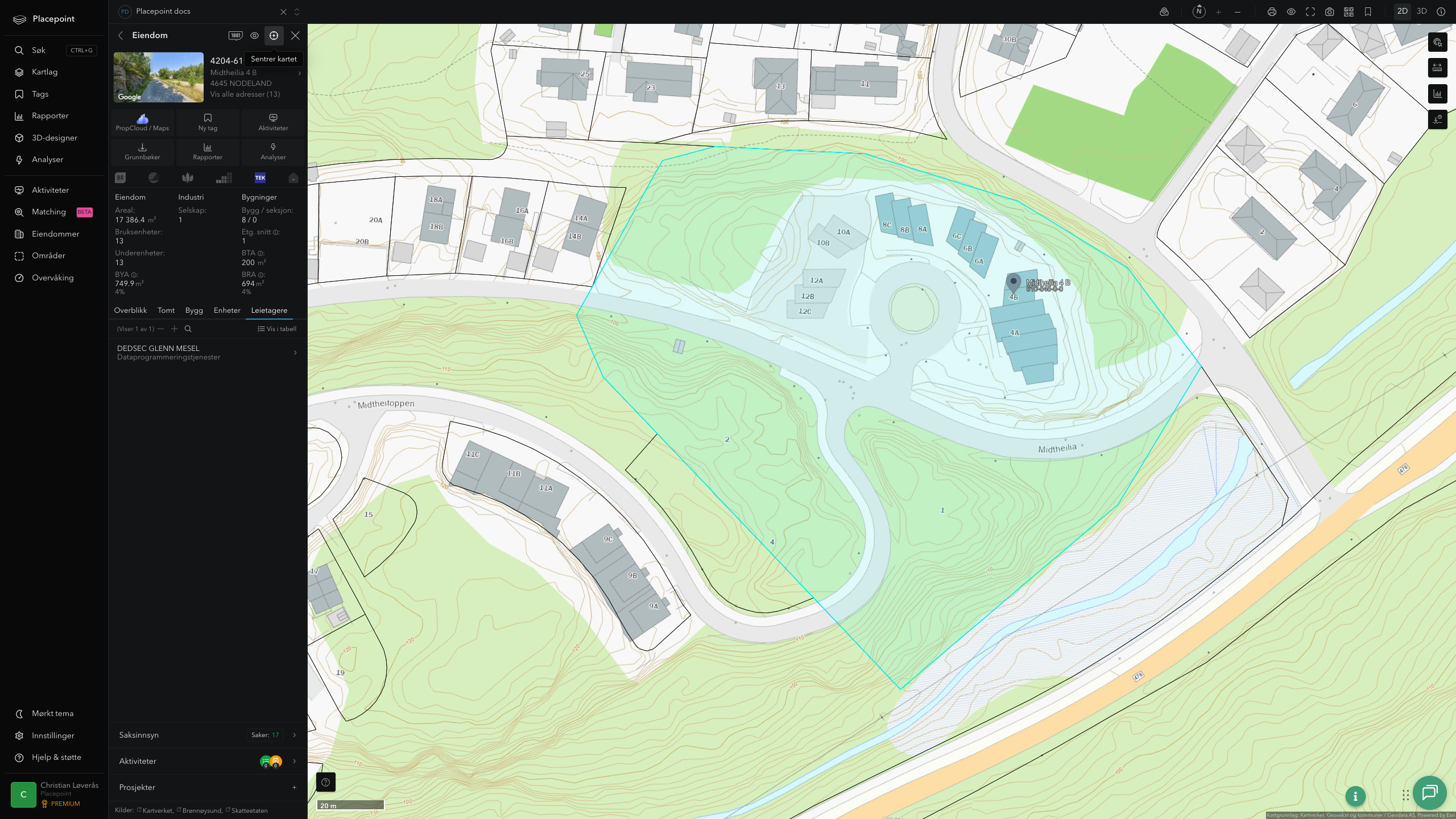 Eiendomspanel for en av Kristiansand kommunes eiendommer