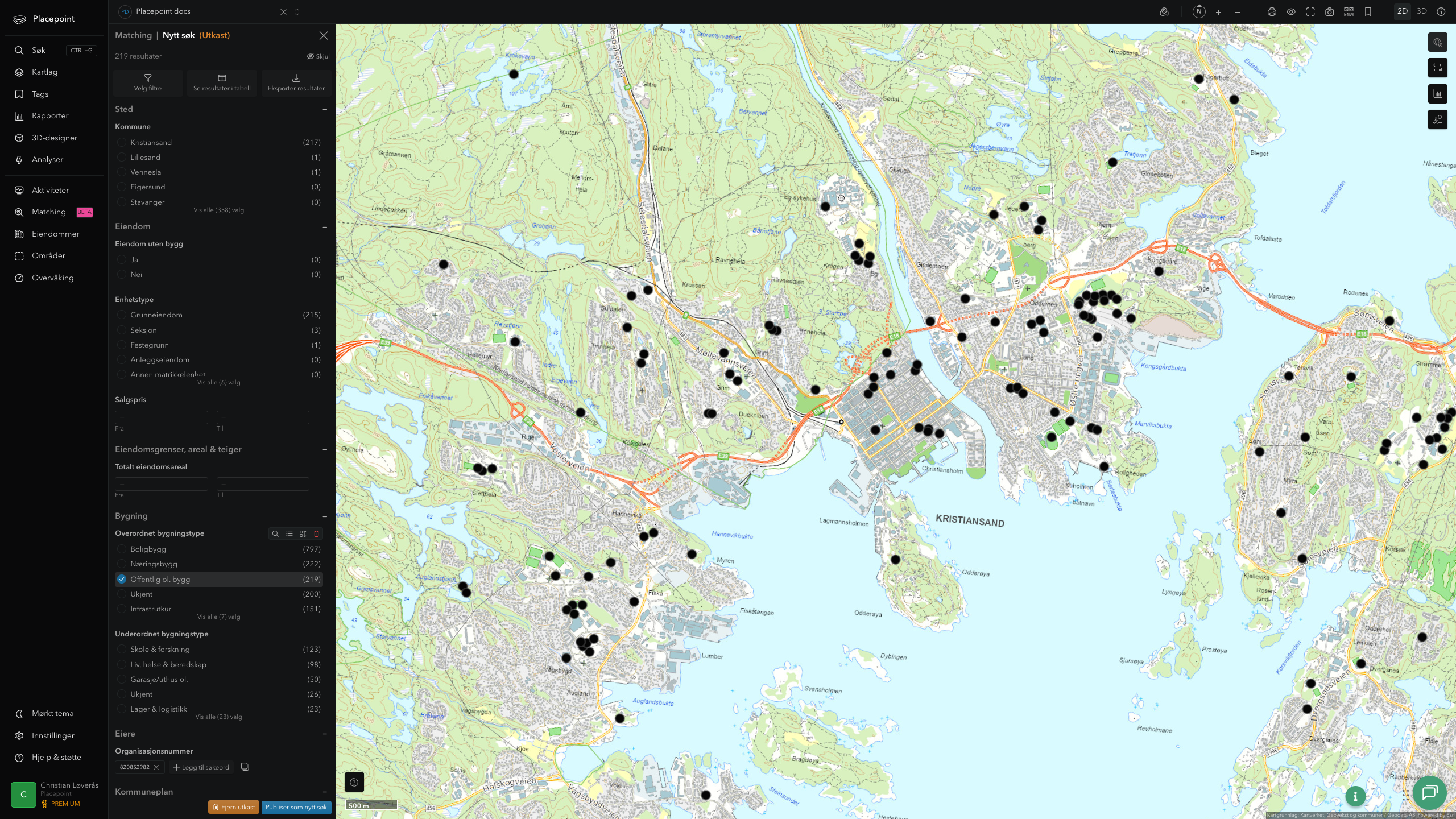 Kristiansand - offentlige bygg, sentrumsnært
