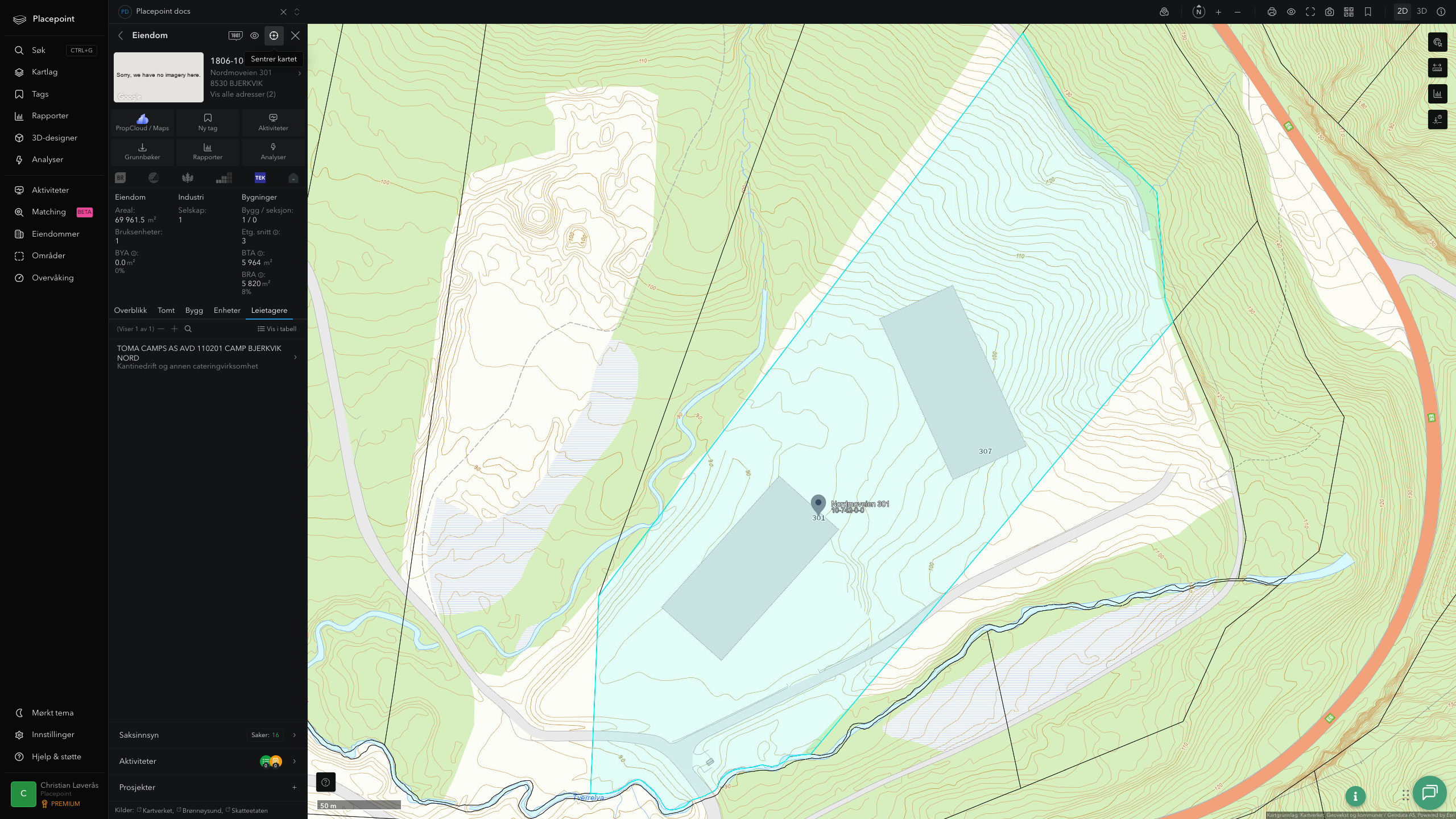 Eiendomspanel for en av Kvæfjord kommunes eiendommer