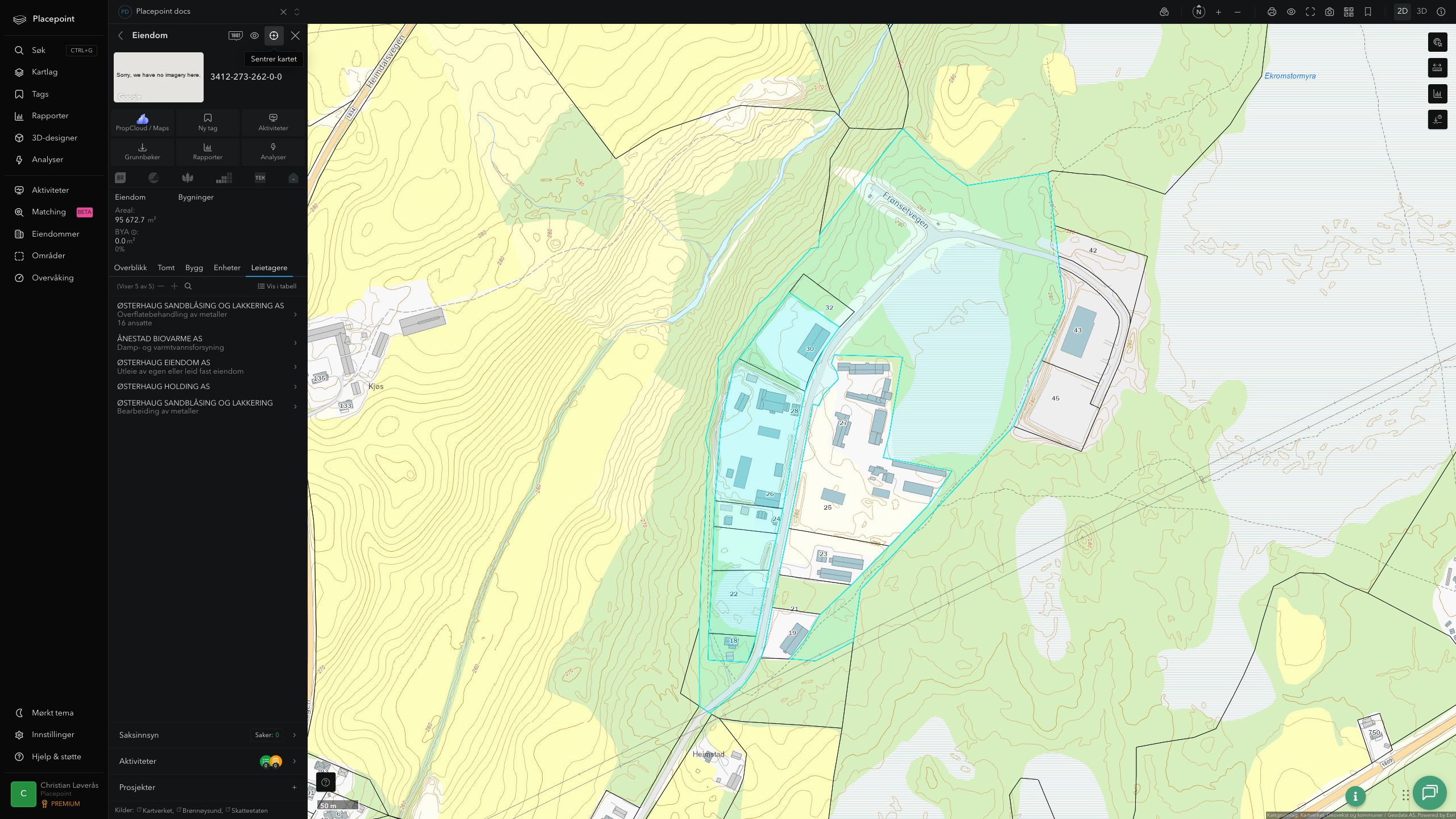 Eiendomspanel for en av Løten kommunes eiendommer