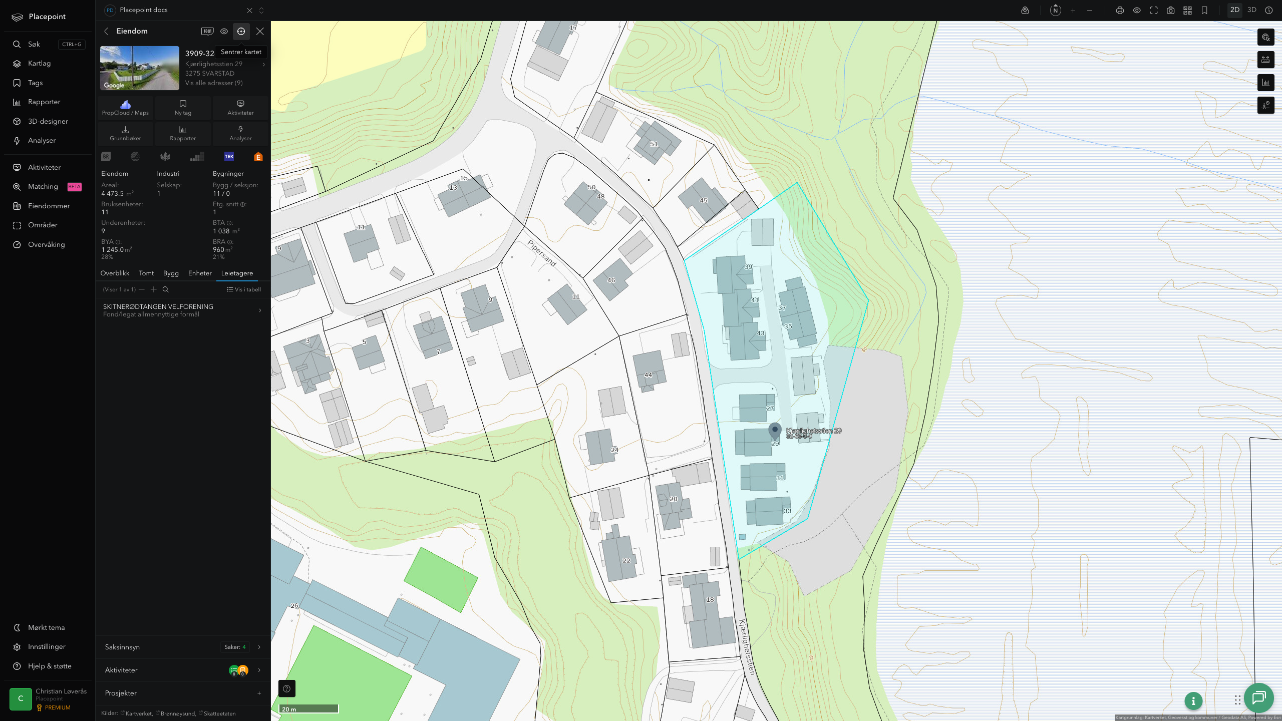 Eiendomspanel for en av Larvik kommunes eiendommer