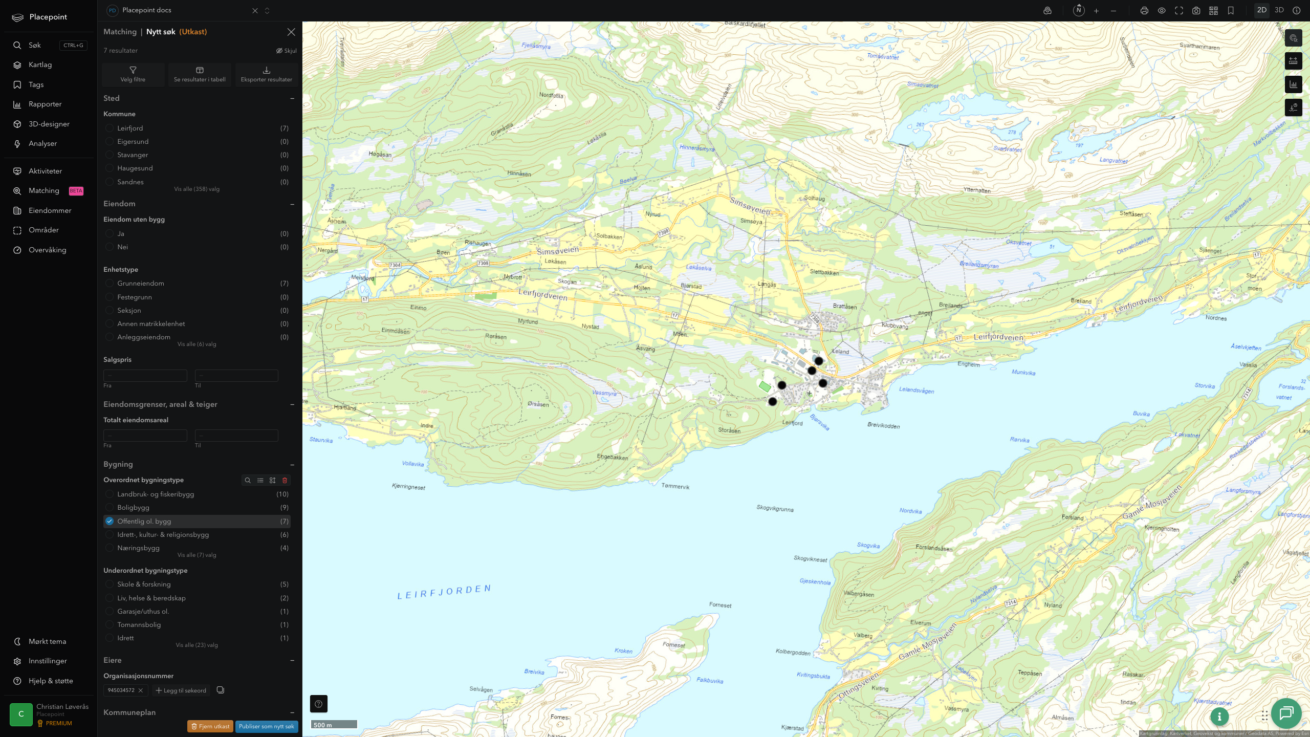 Leirfjord - offentlige bygg, sentrumsnært