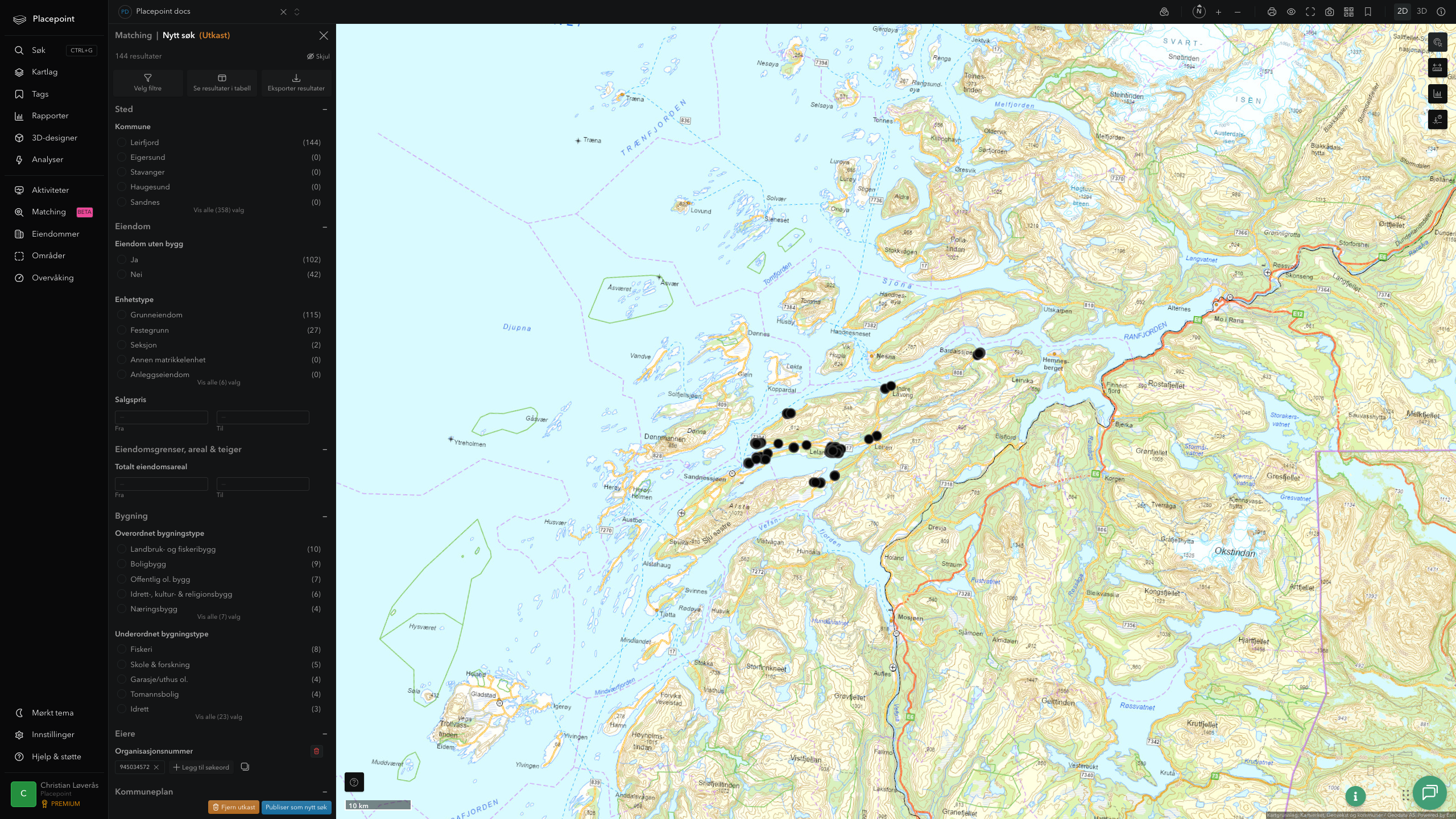 Matching-resultat for Leirfjord kommune