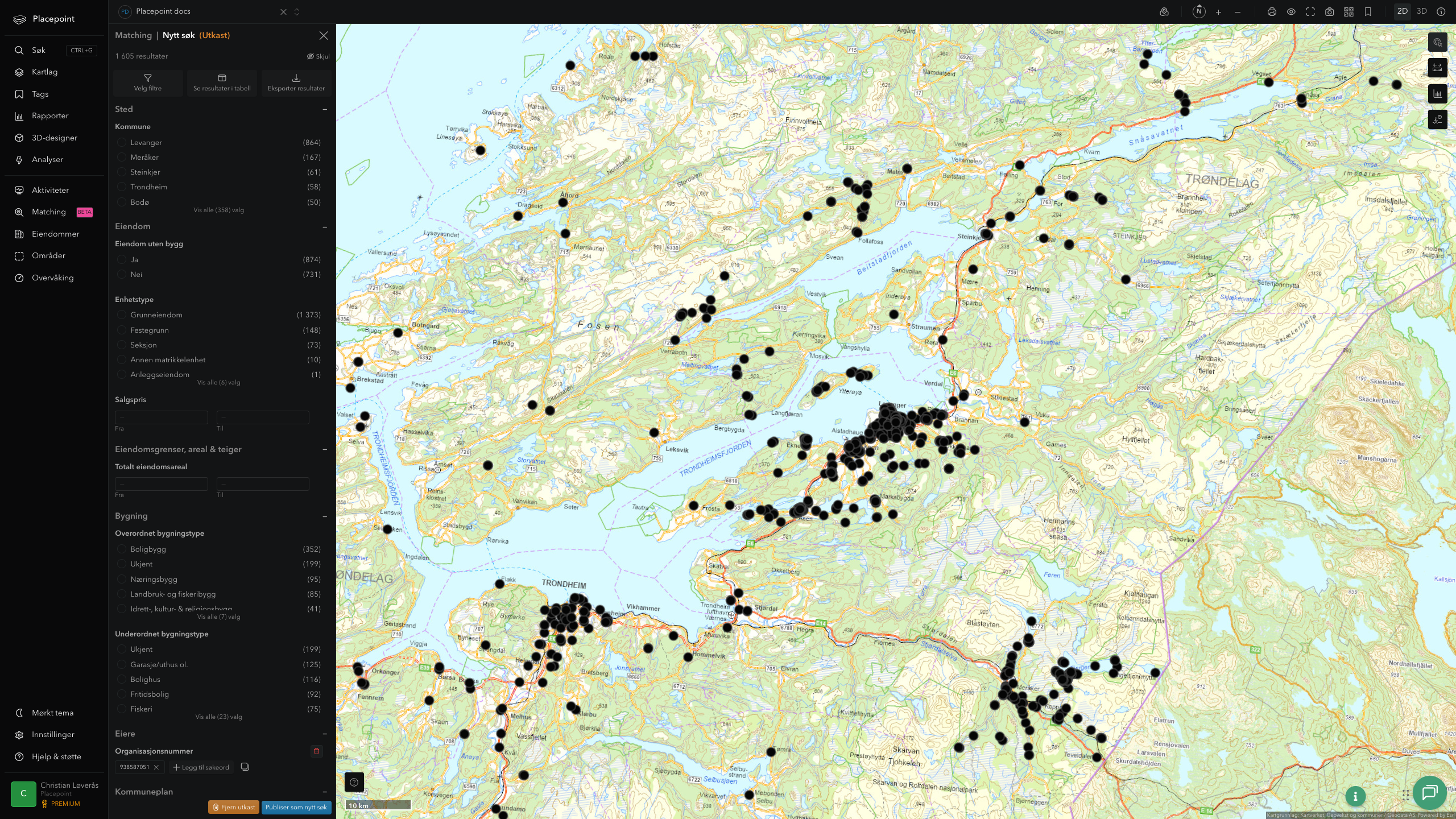 Matching-resultat for Levanger kommune