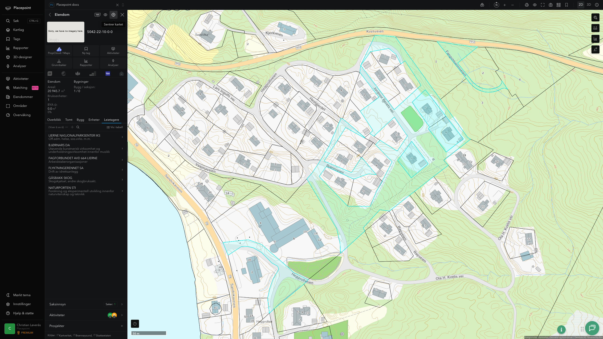 Eiendomspanel for en av Lierne kommunes eiendommer