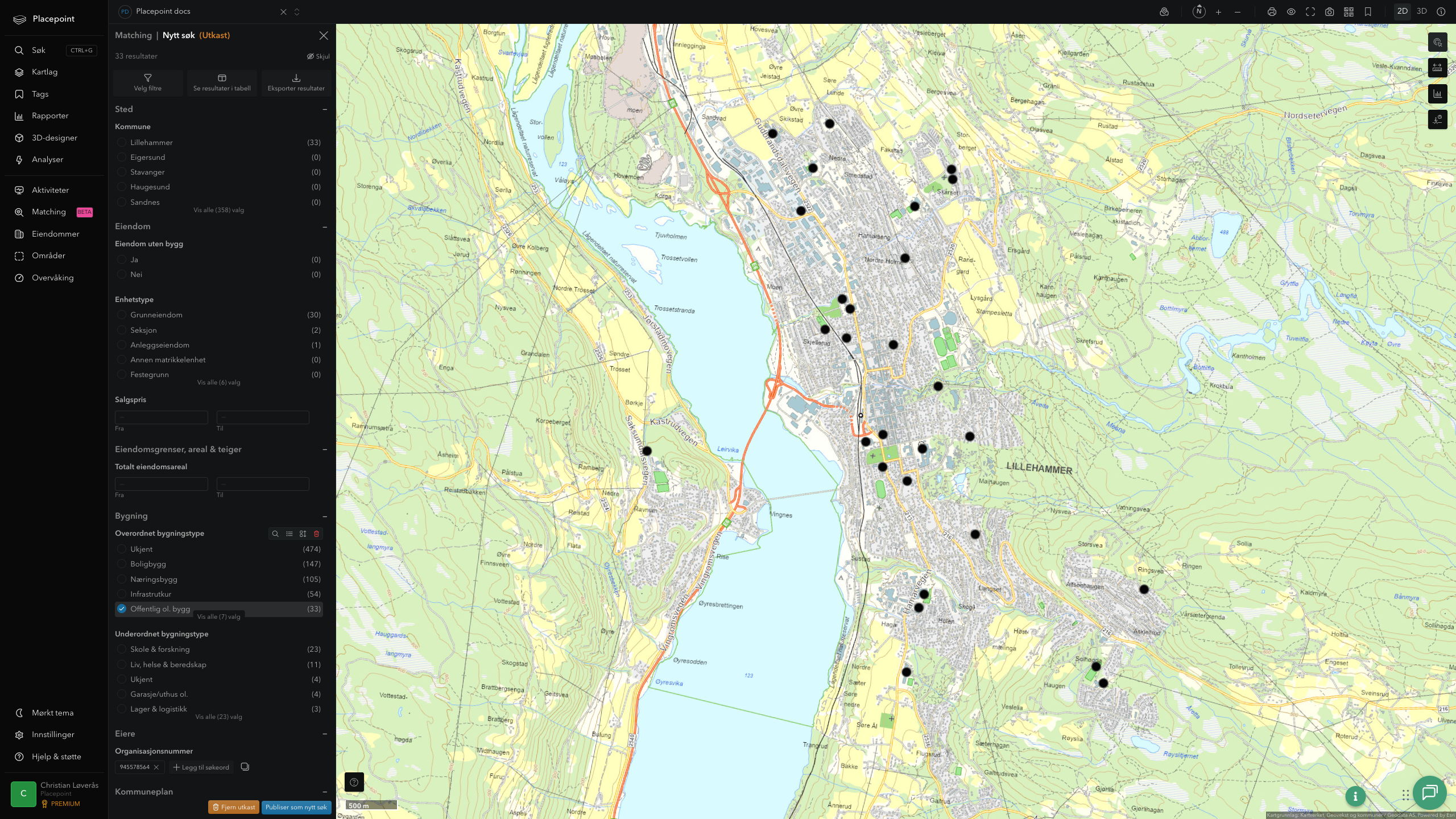 Lillehammer - offentlige bygg, sentrumsnært