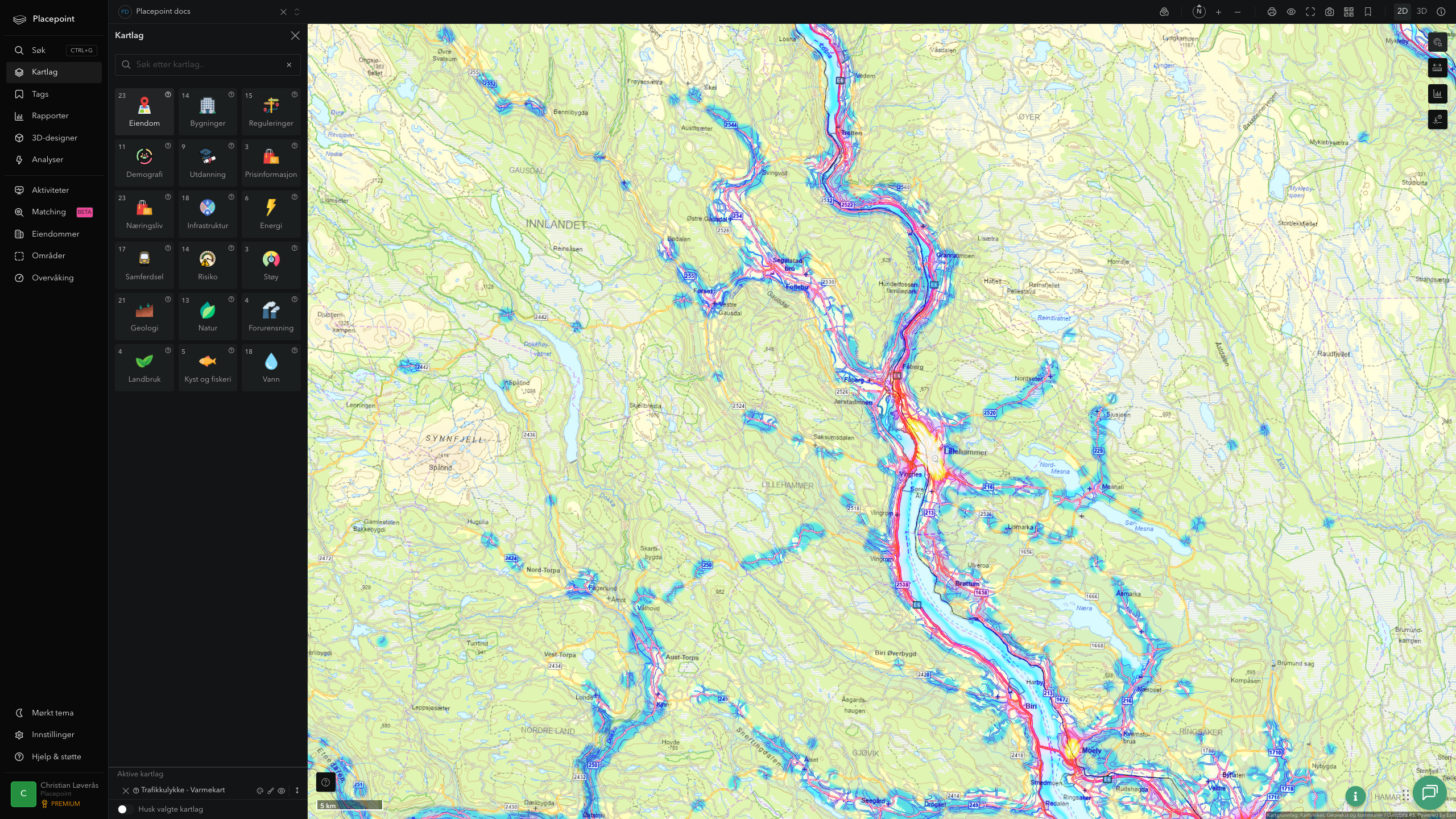 Lillehammer - trafikkulykker (varmekart)