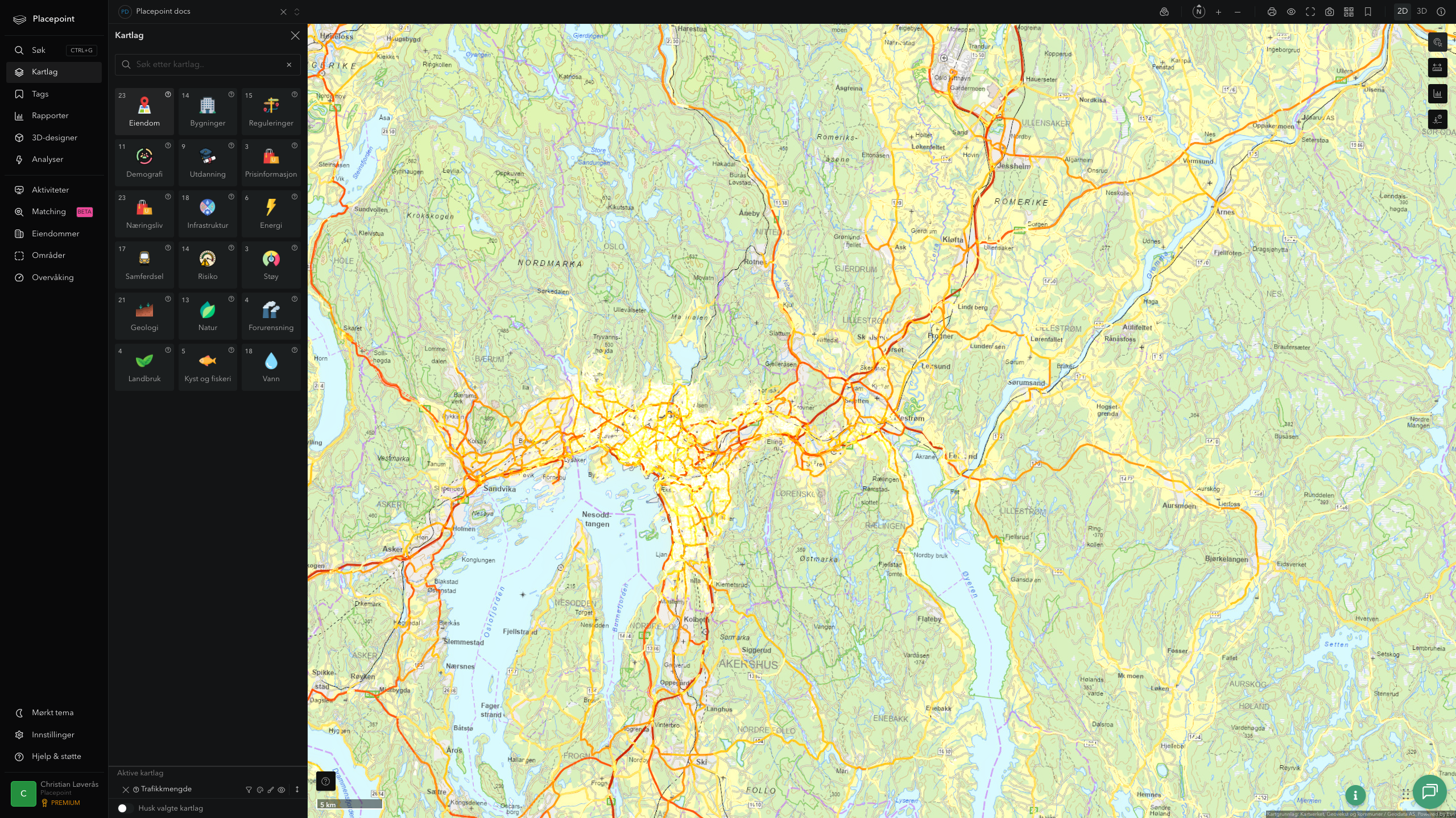 Lillestrøm - trafikkmengde (ÅDT)