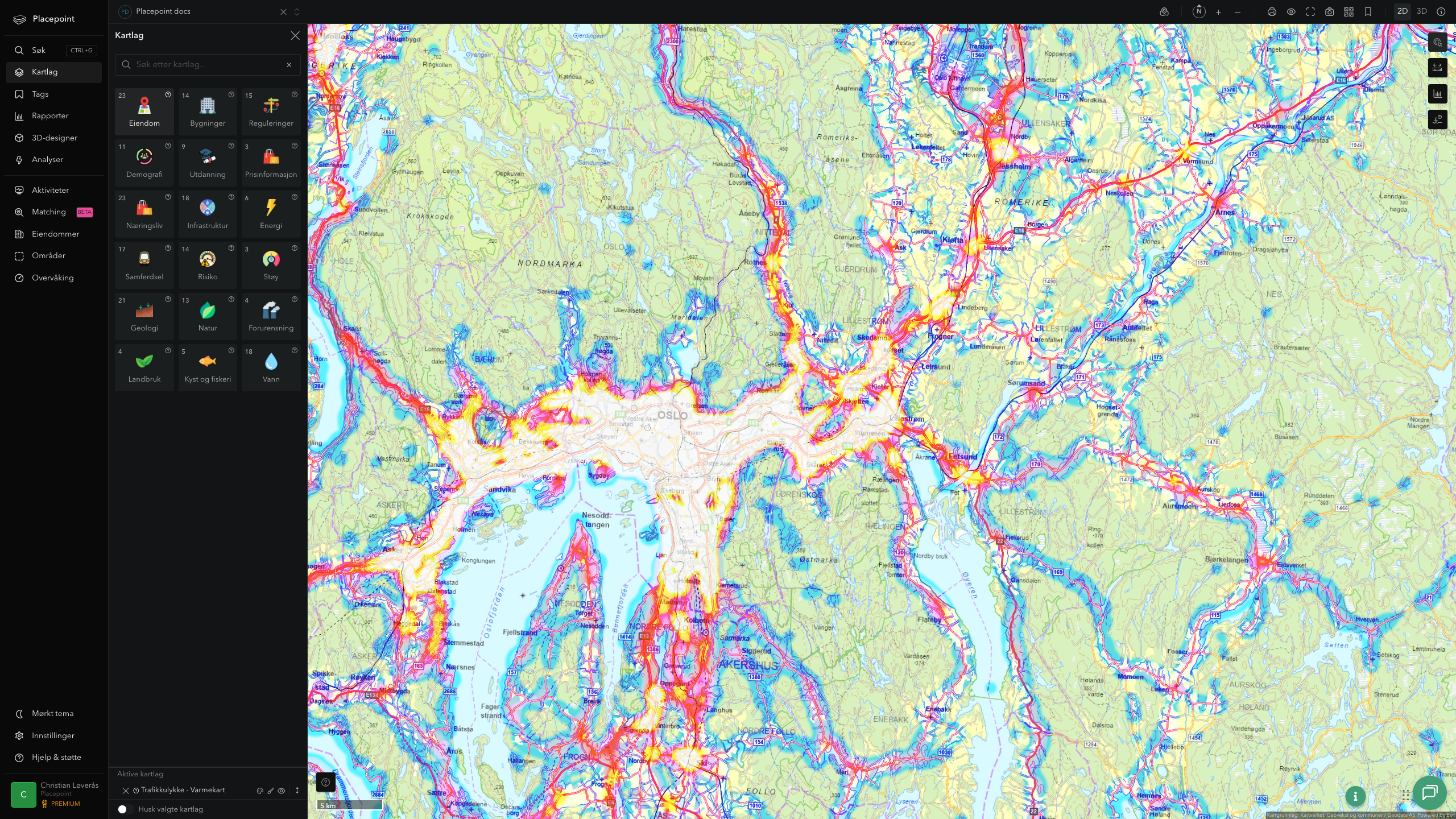 Lillestrøm - trafikkulykker (varmekart)