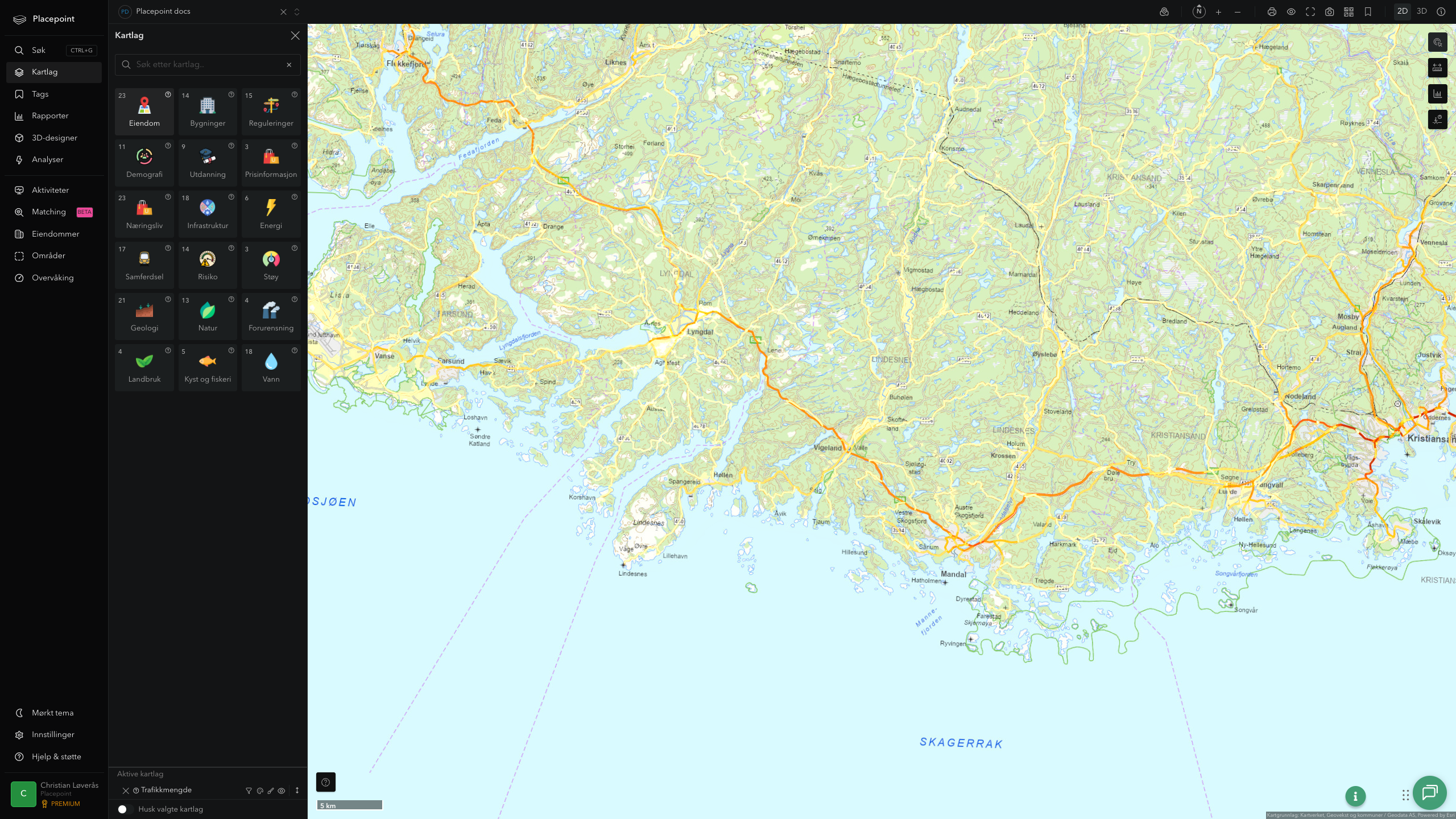 Lindesnes - trafikkmengde (ÅDT)