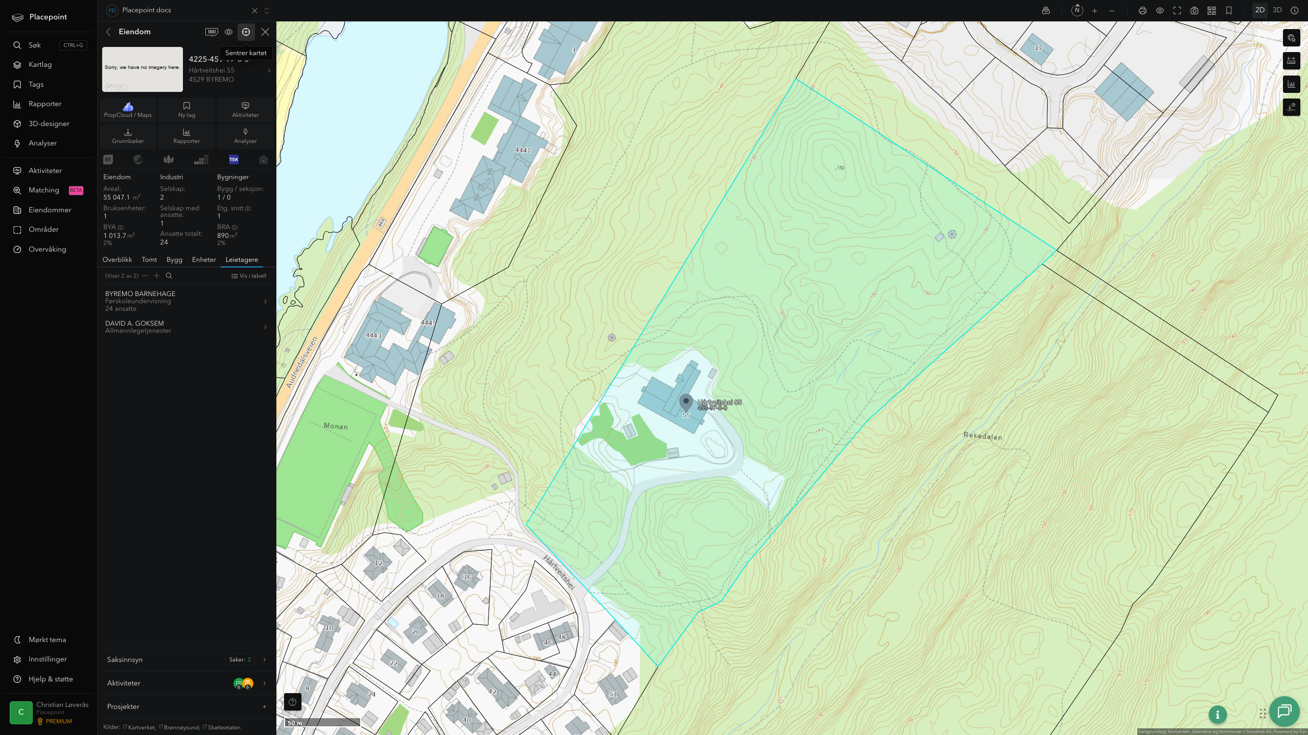 Eiendomspanel for en av Lyngdal kommunes eiendommer