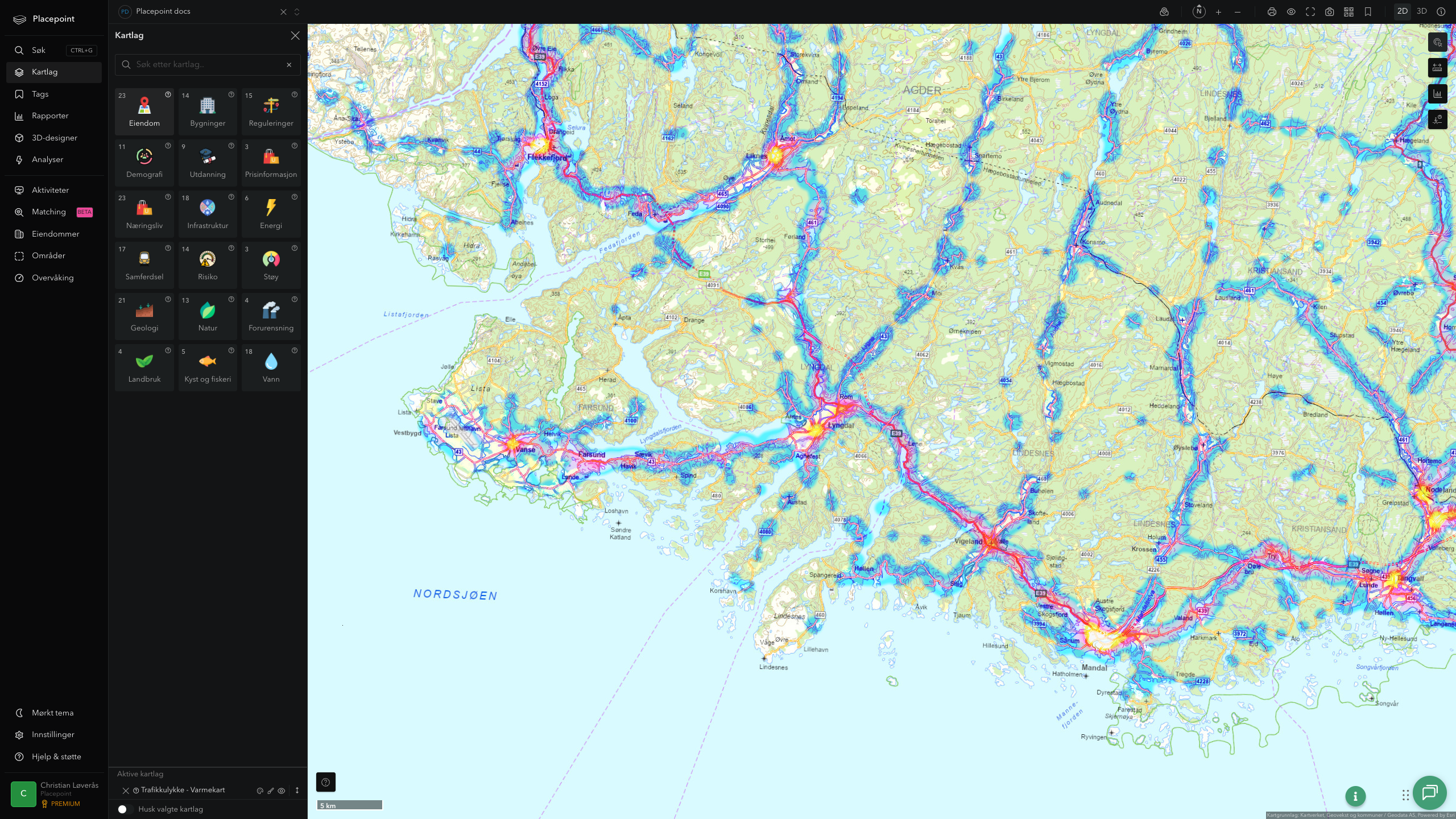 Lyngdal - trafikkulykker (varmekart)