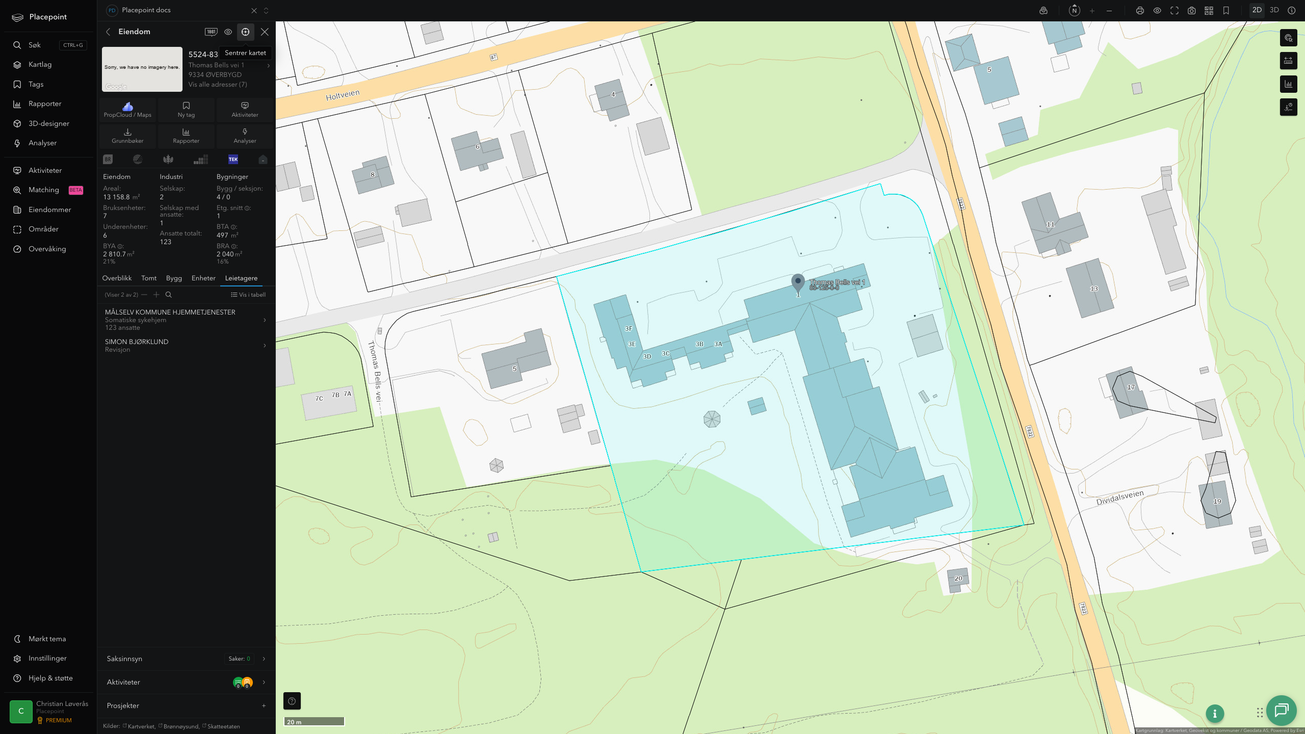 Eiendomspanel for en av Målselv kommunes eiendommer