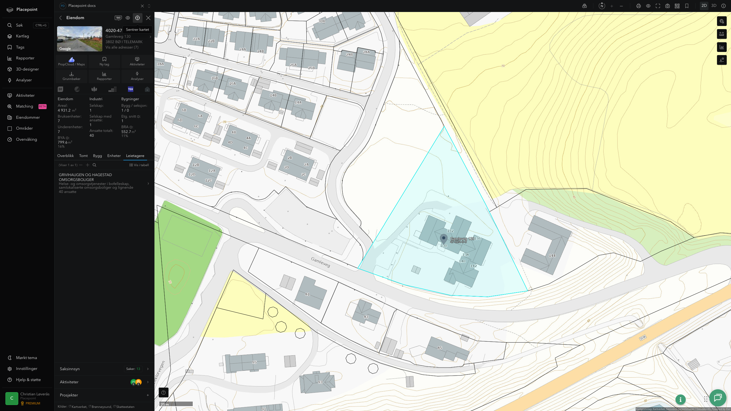 Eiendomspanel for en av Midt-Telemark kommunes eiendommer