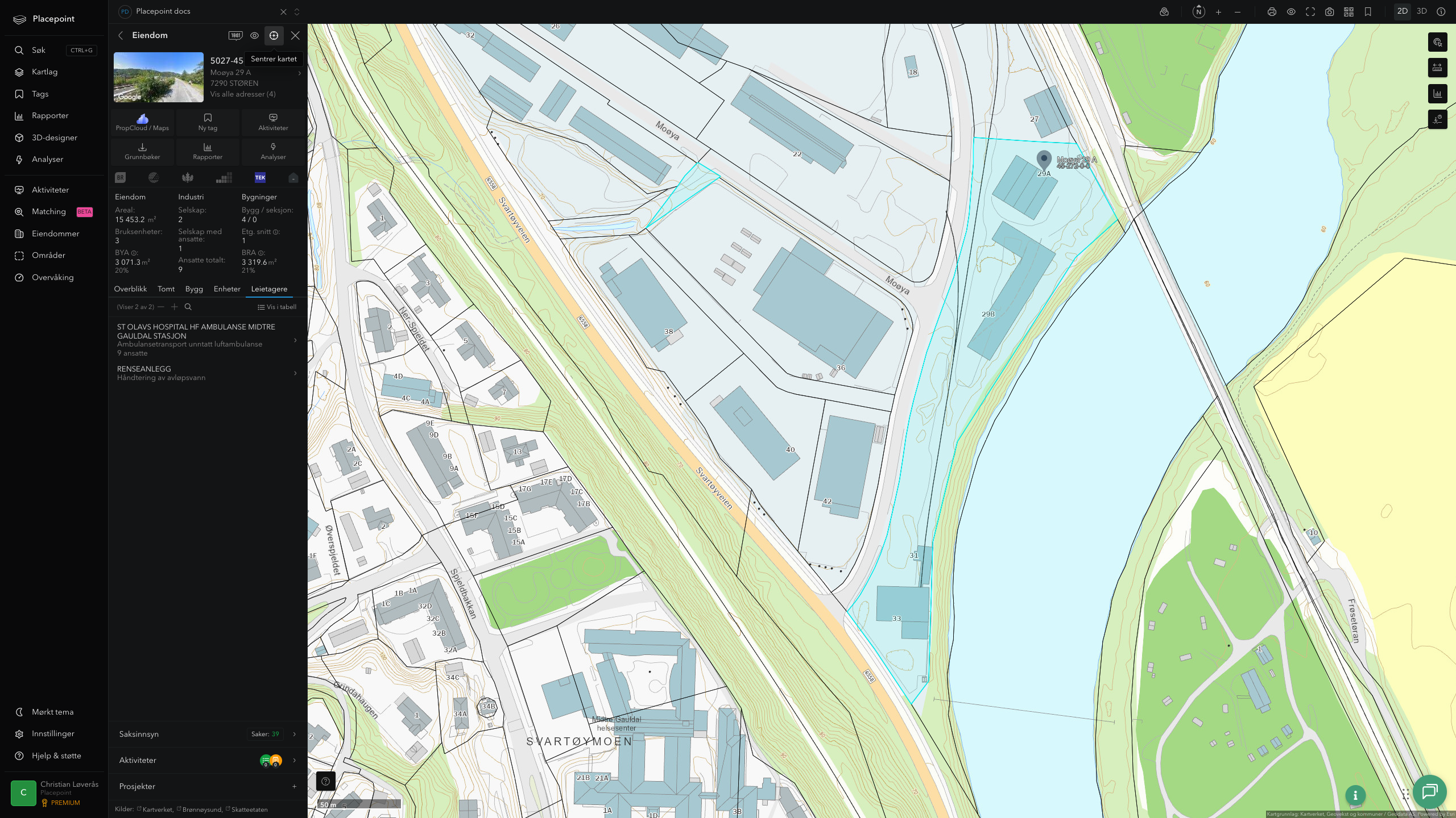 Eiendomspanel for en av Midtre Gauldal kommunes eiendommer