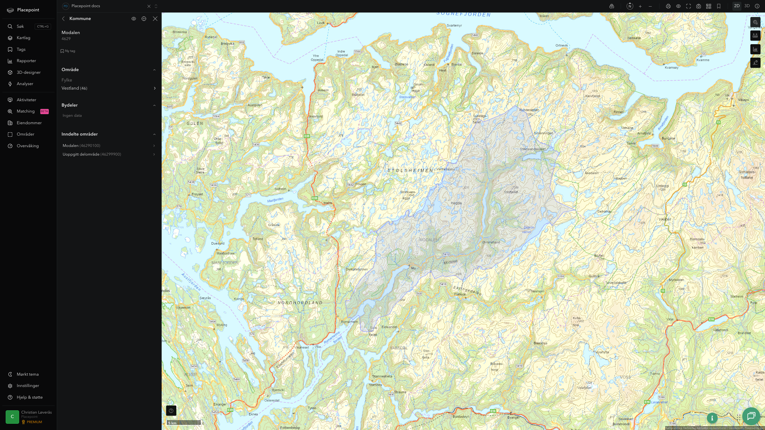 Modalen kommune i Placepoint