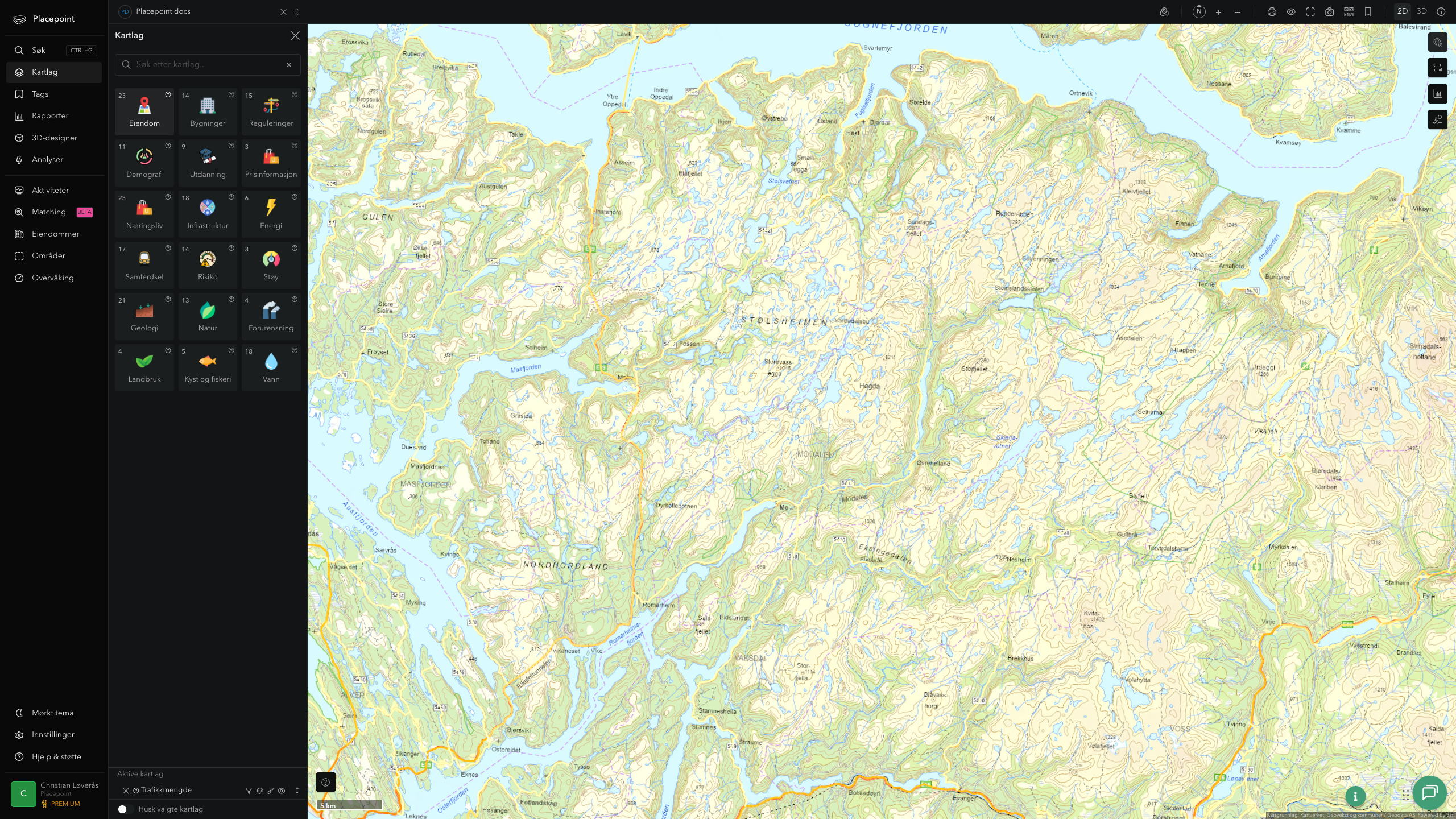 Modalen - trafikkmengde (ÅDT)