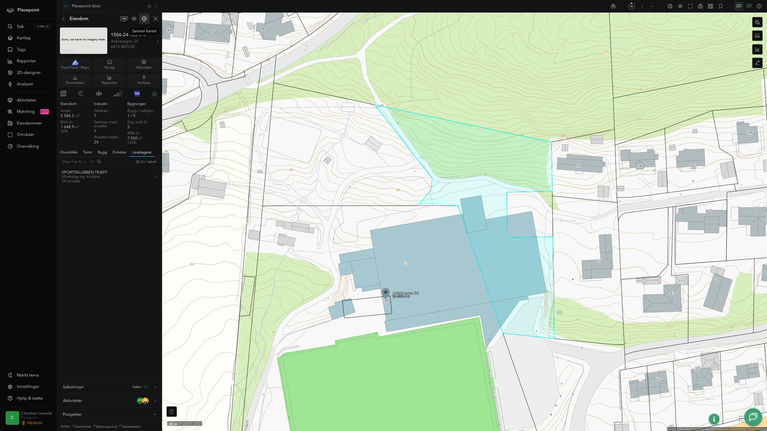 Eiendomspanel for en av Molde kommunes eiendommer