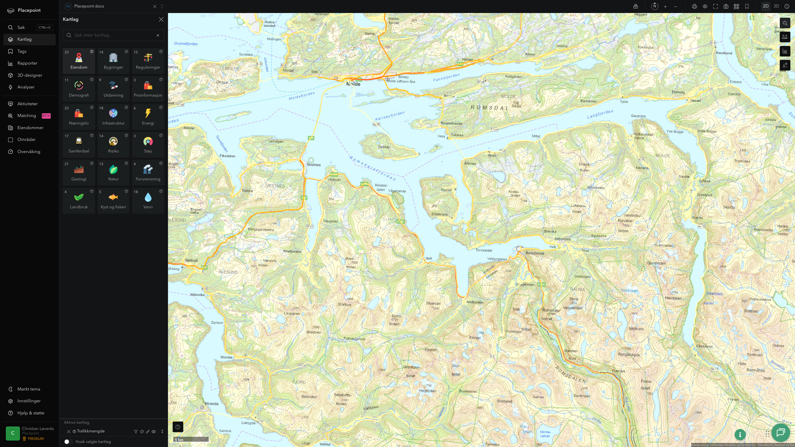 Molde - trafikkmengde (ÅDT)