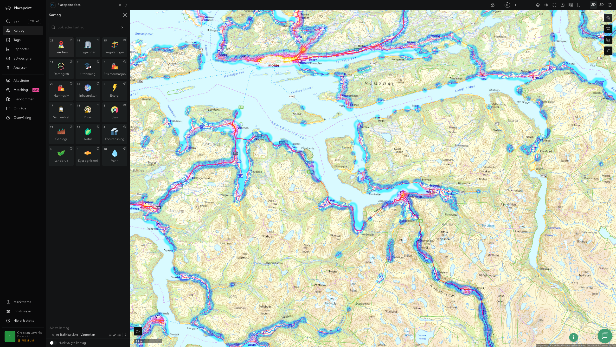 Molde - trafikkulykker (varmekart)
