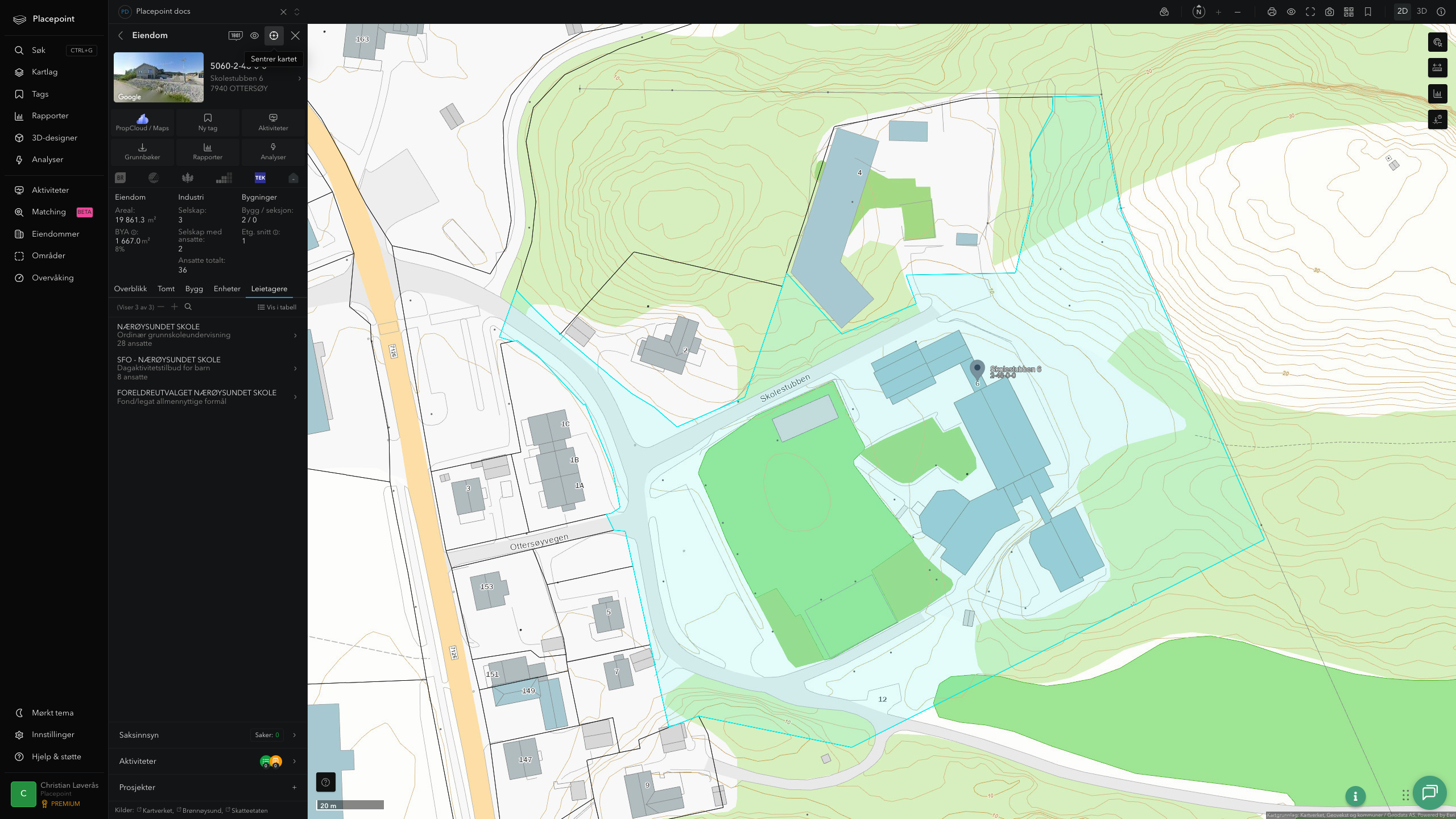 Eiendomspanel for en av Nærøysund kommunes eiendommer