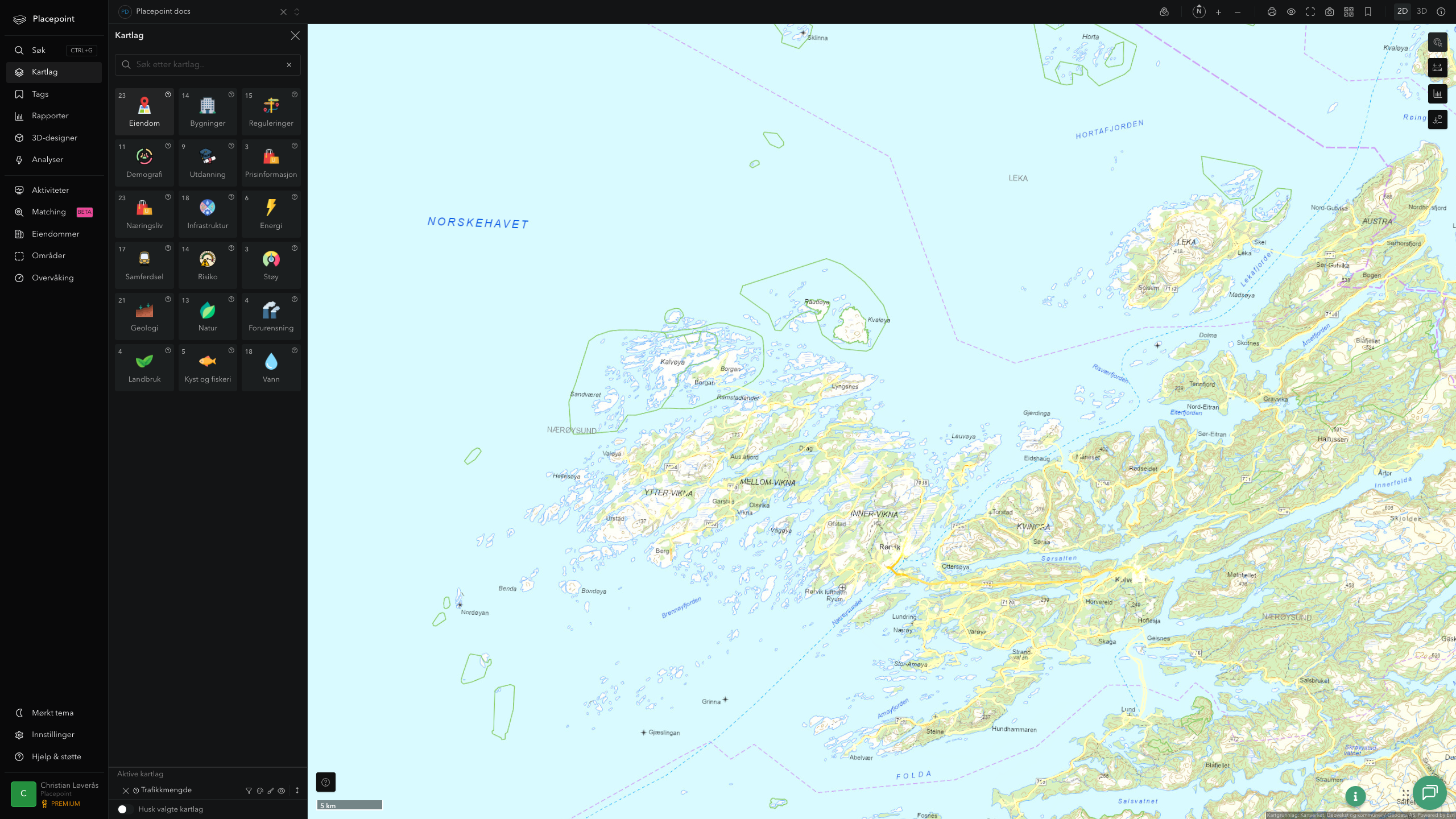 Nærøysund - trafikkmengde (ÅDT)