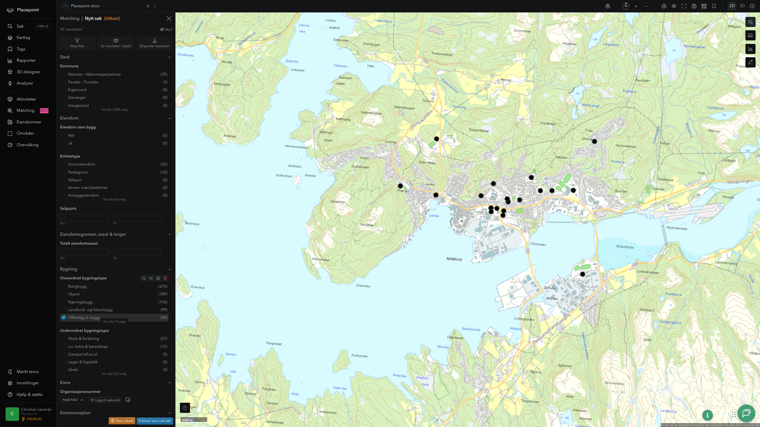 Namsos - offentlige bygg, sentrumsnært