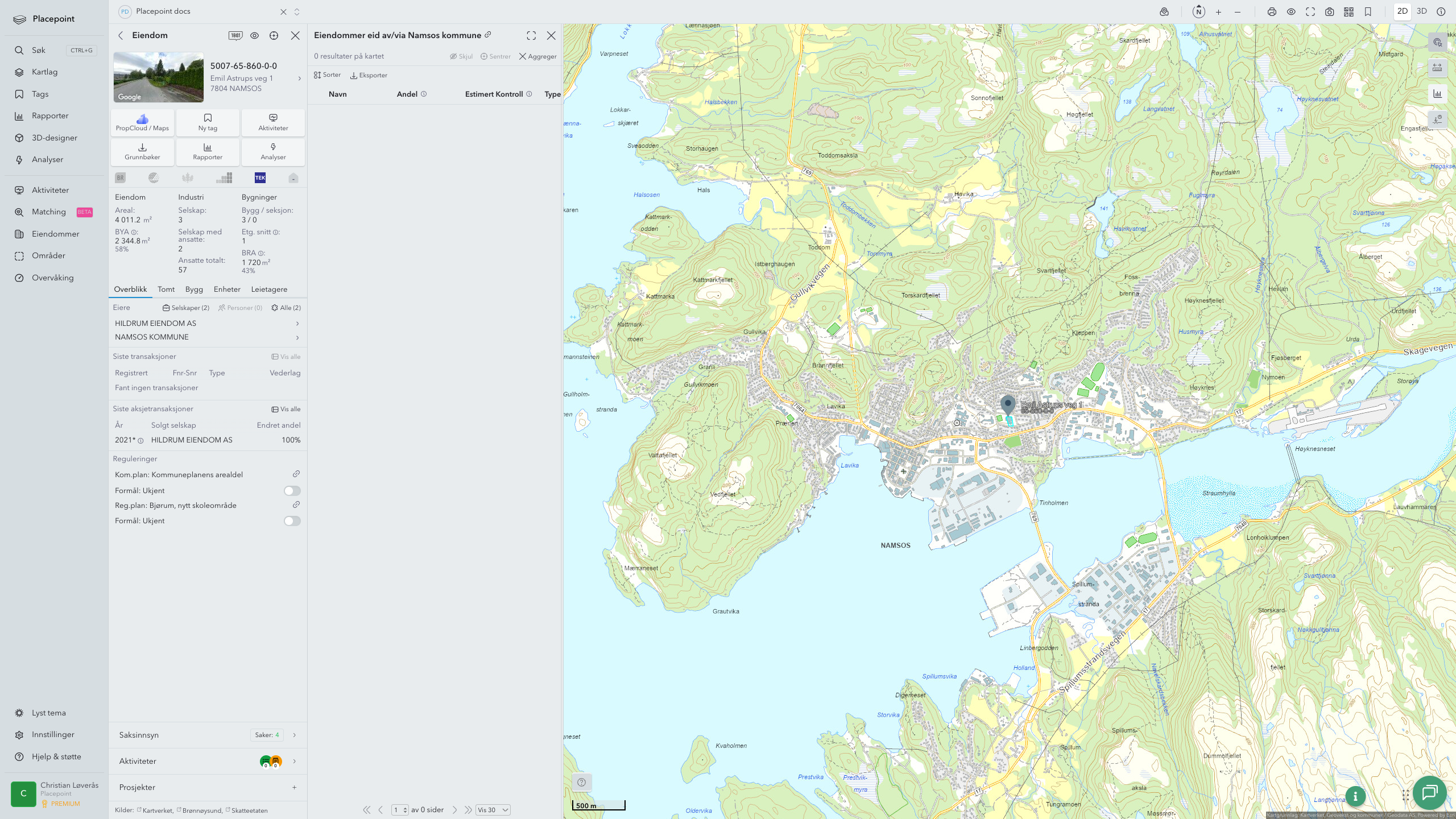 Namsos - en eiendom med eier-panel