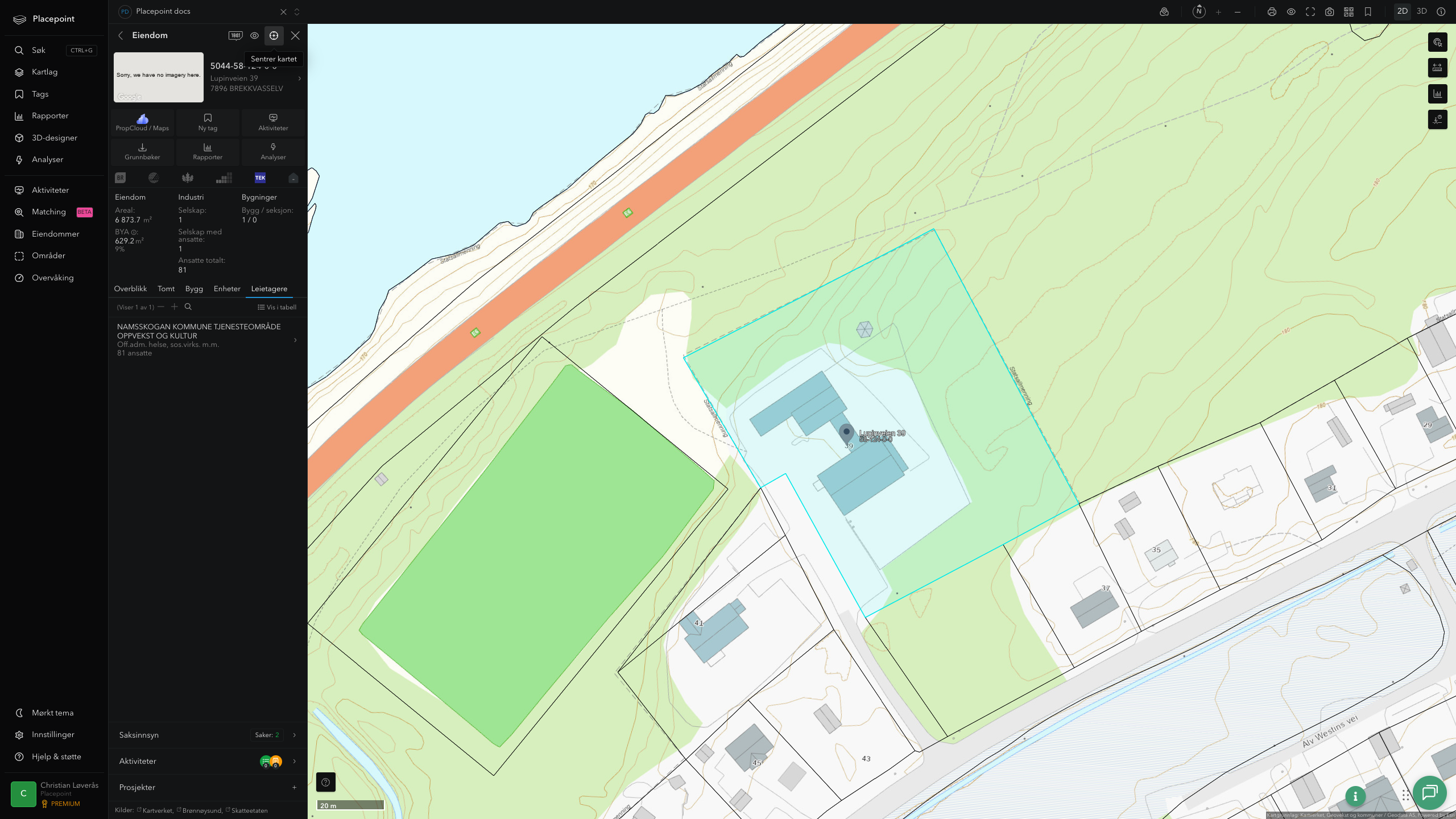 Eiendomspanel for en av Namsskogan kommunes eiendommer