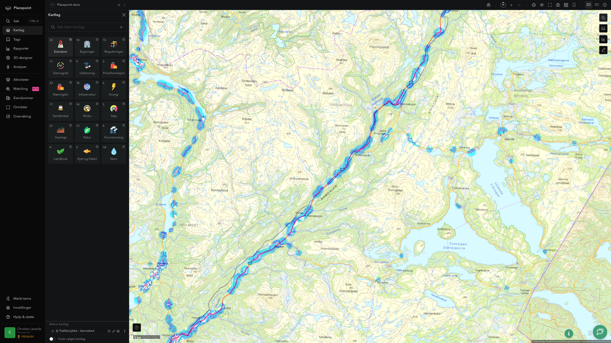 Namsskogan - trafikkulykker (varmekart)